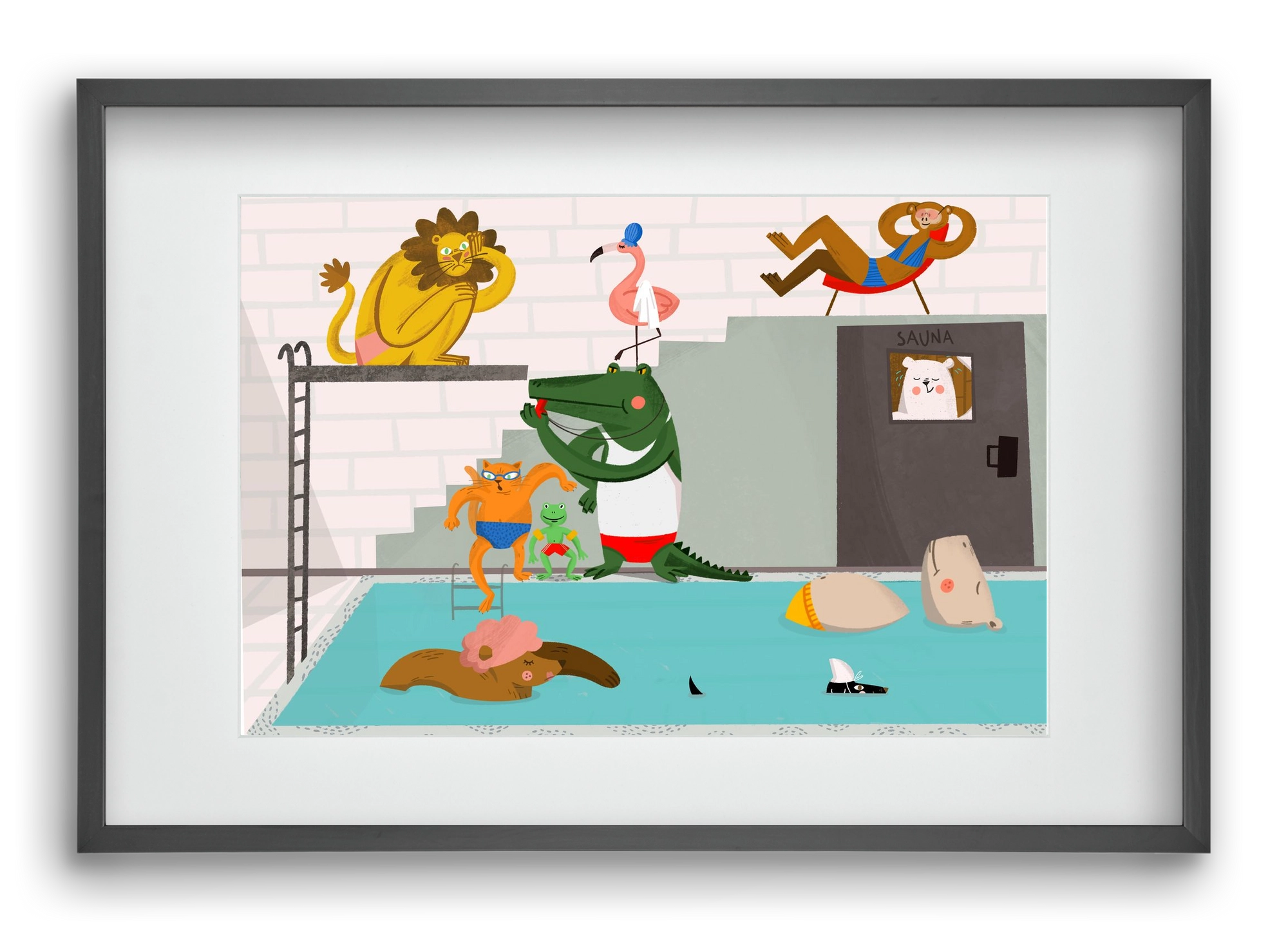 Swimming Pool, 60x40 cm (45x30 cm), Fekete keret, paszpartuval