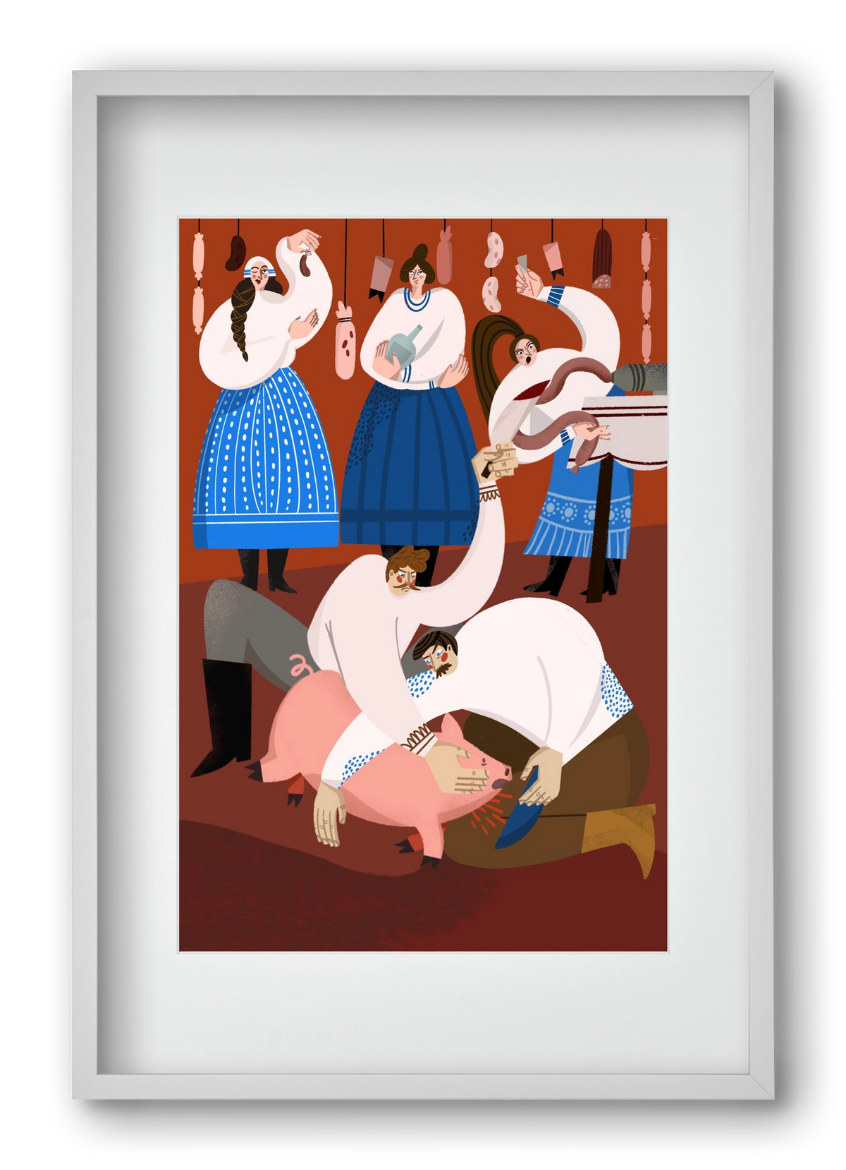 Pig Slaughter, 40x60 cm (30x45 cm), Fehér keret, paszpartuval