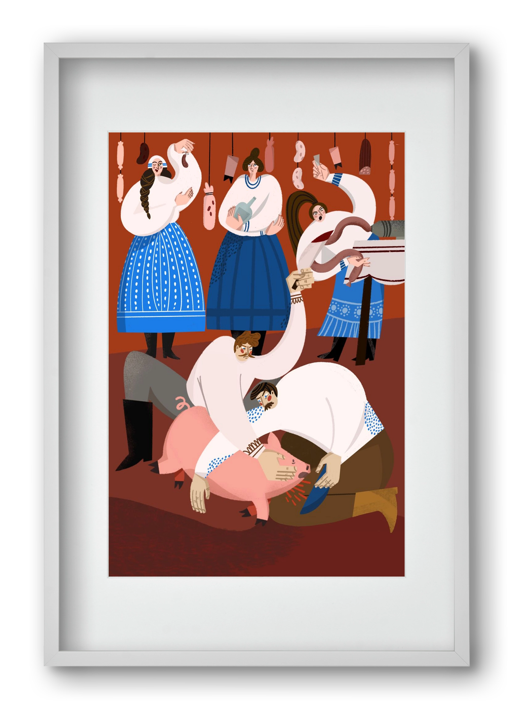 Pig Slaughter, 40x60 cm (30x45 cm), Fehér keret, paszpartuval
