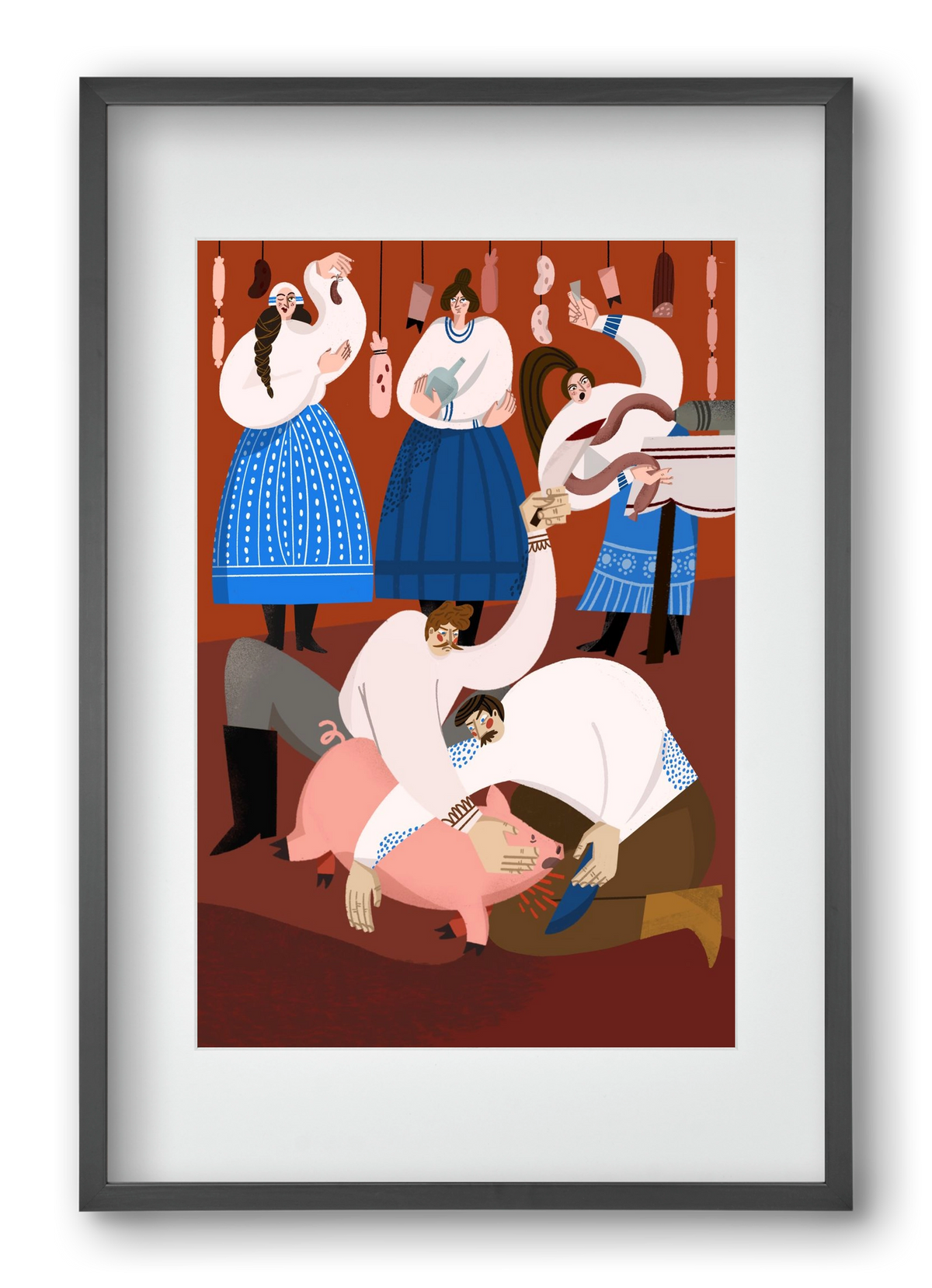 Pig Slaughter, 40x60 cm (30x45 cm), Fekete keret, paszpartuval