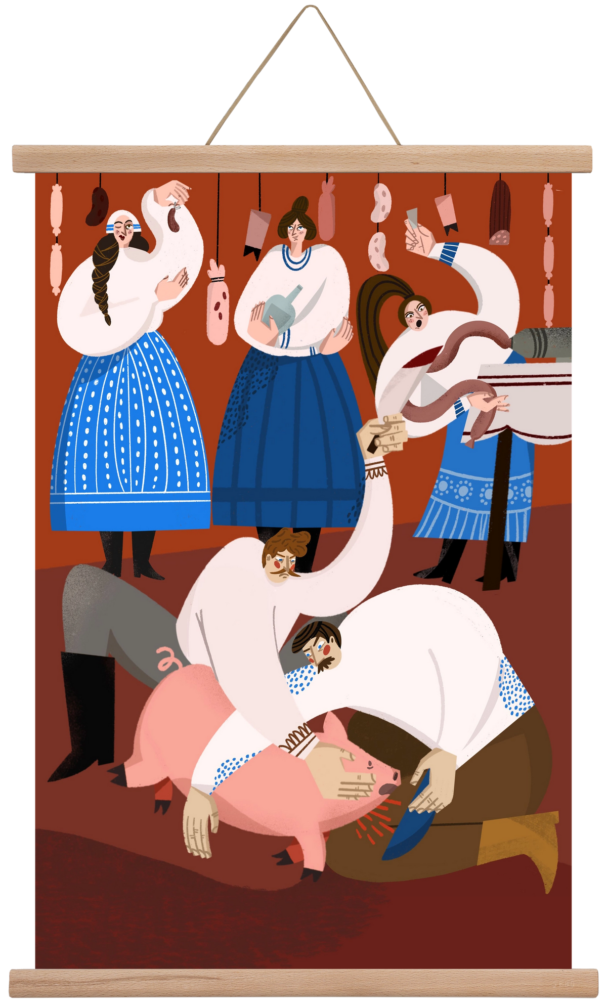 Pig Slaughter, 40x60 cm (40x60 cm), Tölgy akasztó