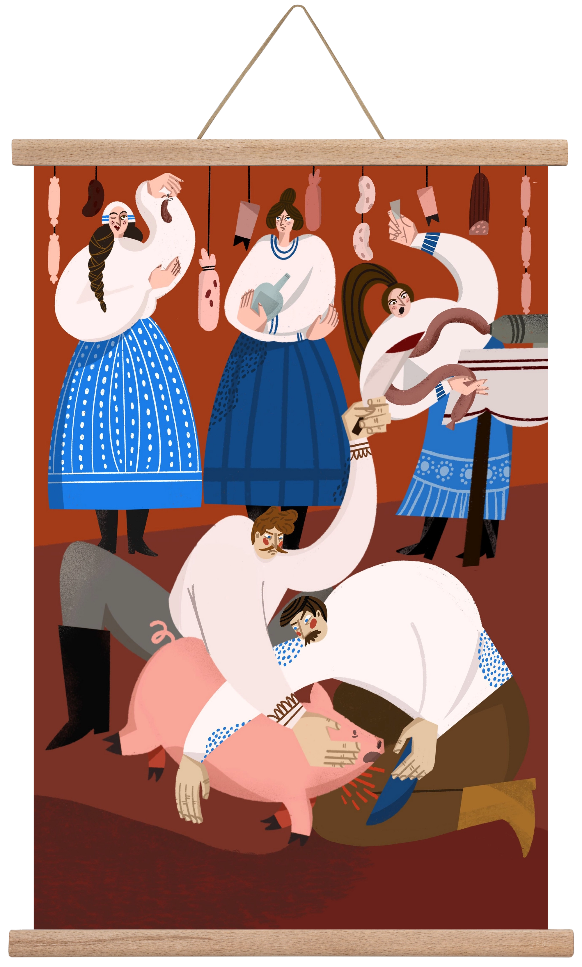 Pig Slaughter, 40x60 cm (40x60 cm), Tölgy akasztó