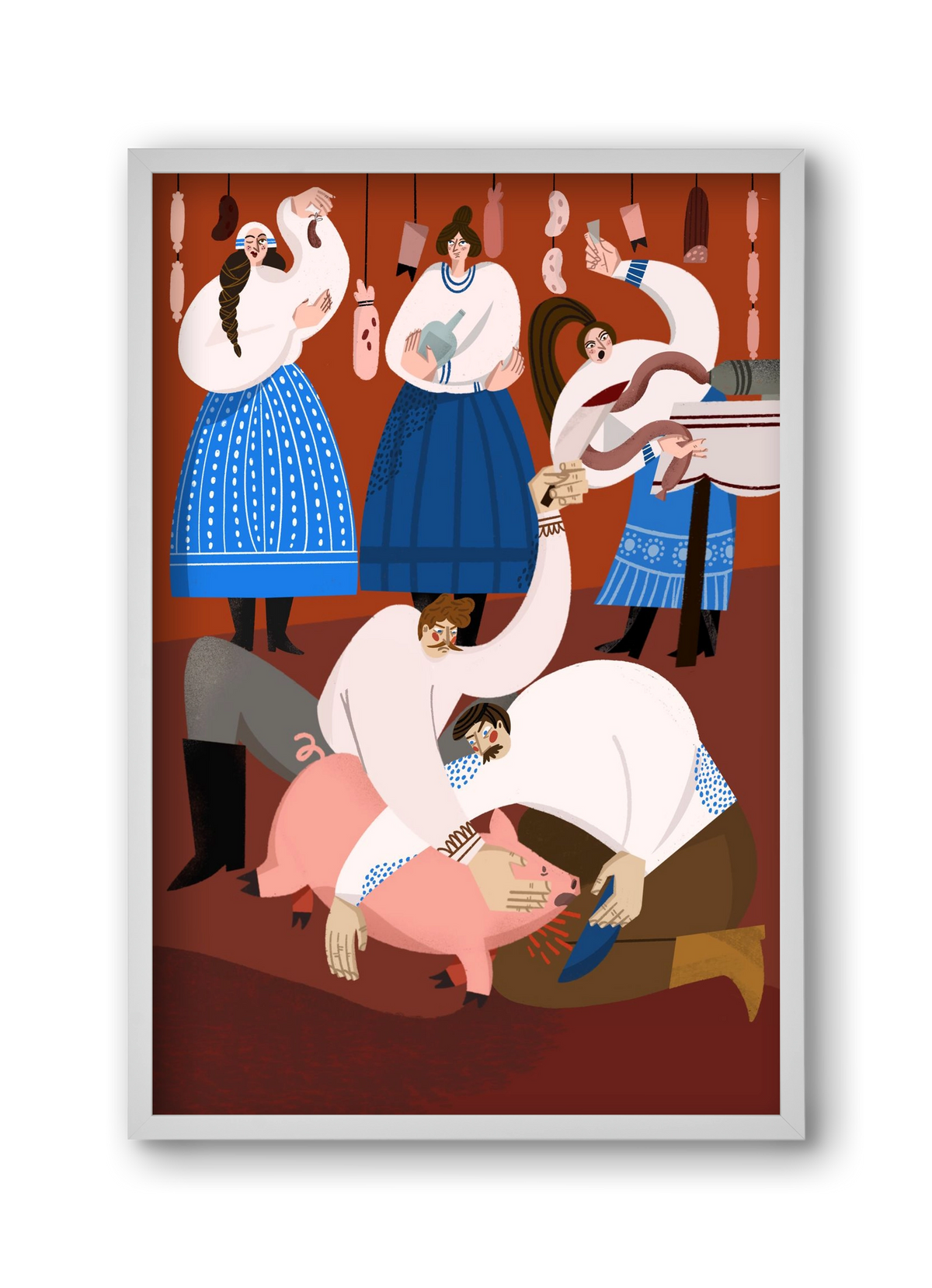 Pig Slaughter, 30x45 cm (30x45 cm), Fehér keret