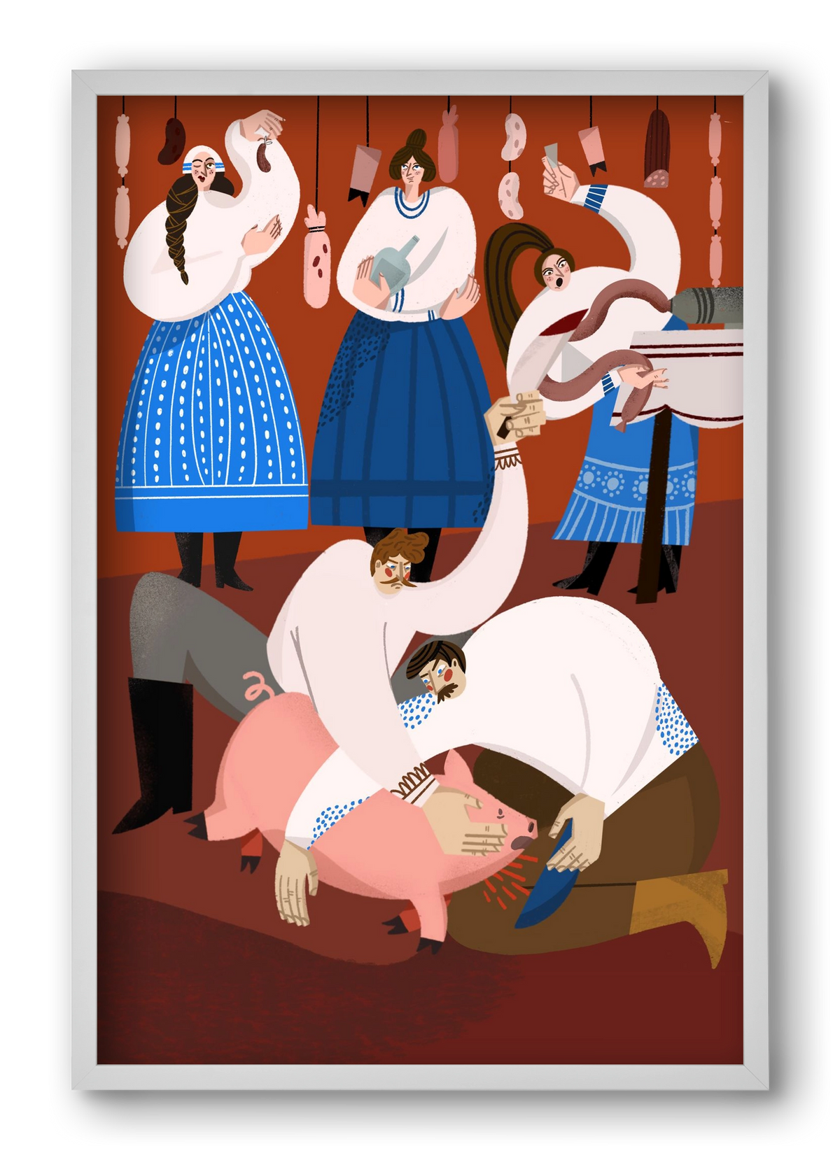 Pig Slaughter, 40x60 cm (40x60 cm), Fehér keret