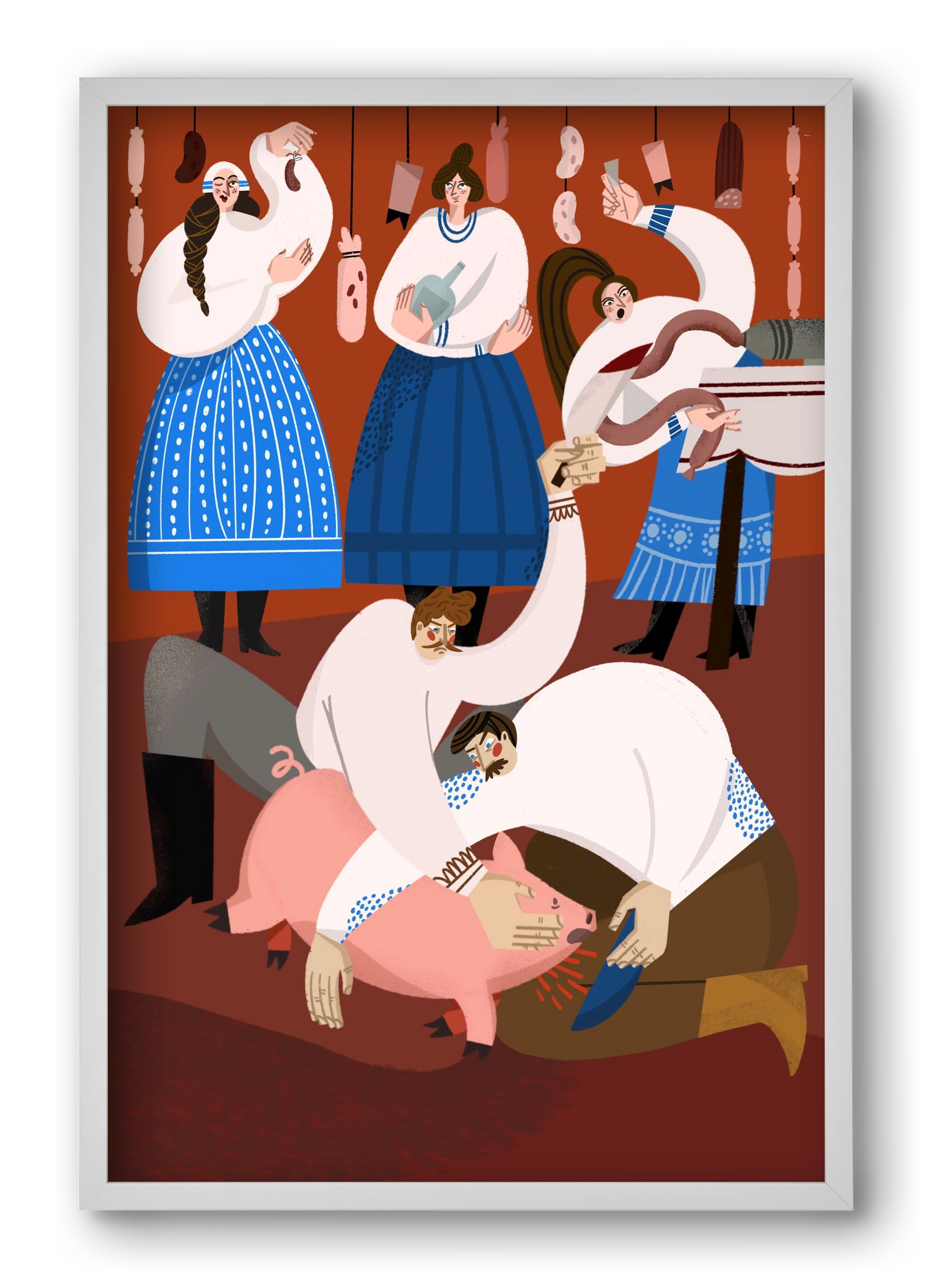 Pig Slaughter, 40x60 cm (40x60 cm), Fehér keret