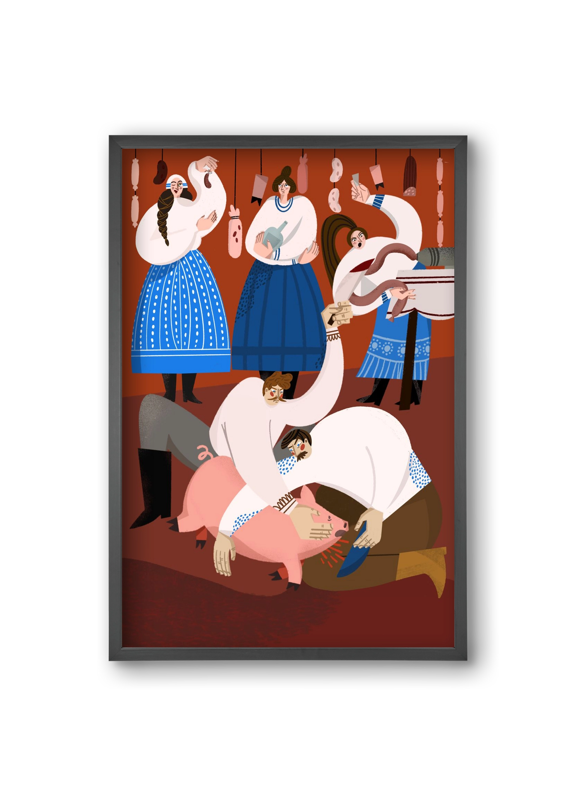 Pig Slaughter, 20x30 cm (20x30 cm), Fekete keret