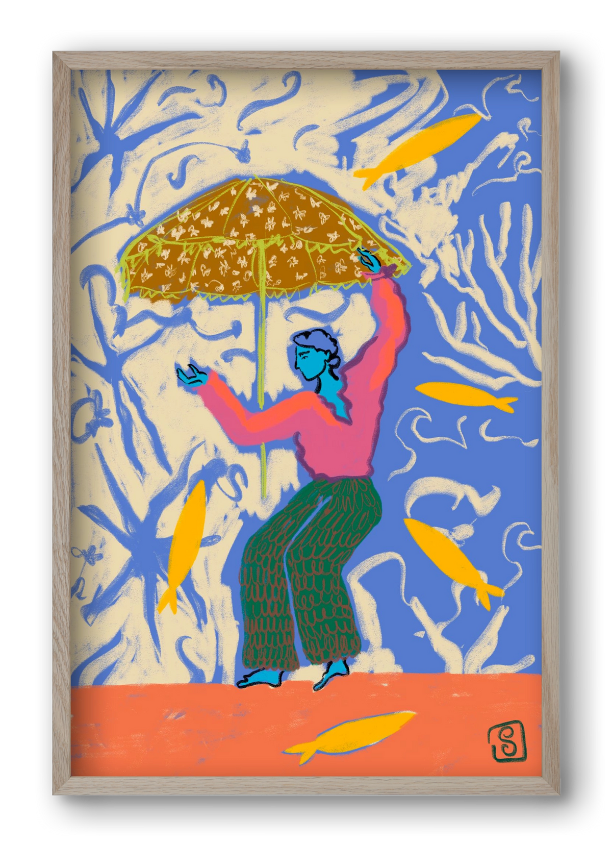 SEA DANCER, 40x60 cm (40x60 cm), Tölgy keret