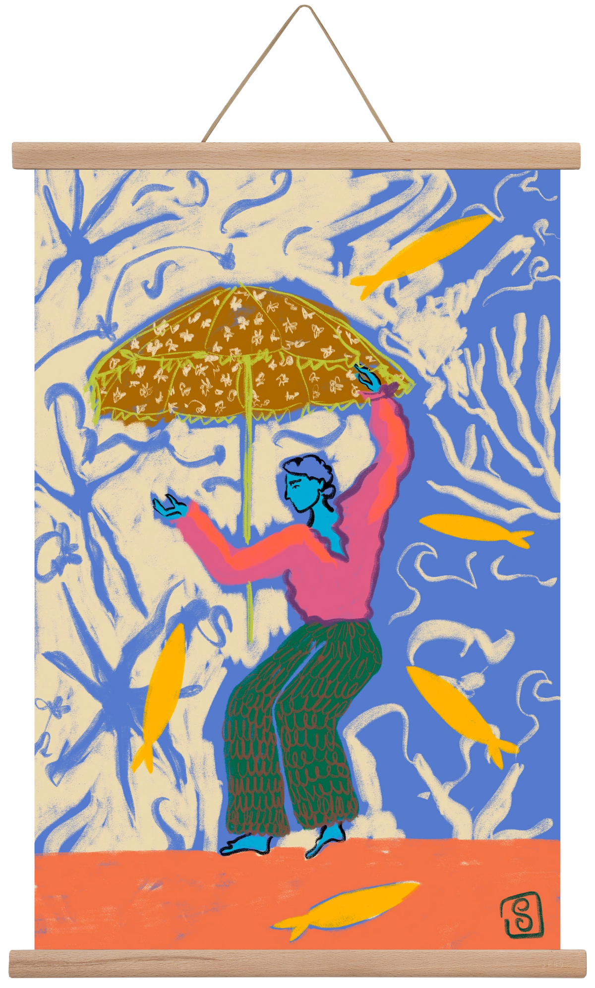 SEA DANCER, 40x60 cm (40x60 cm), Tölgy akasztó