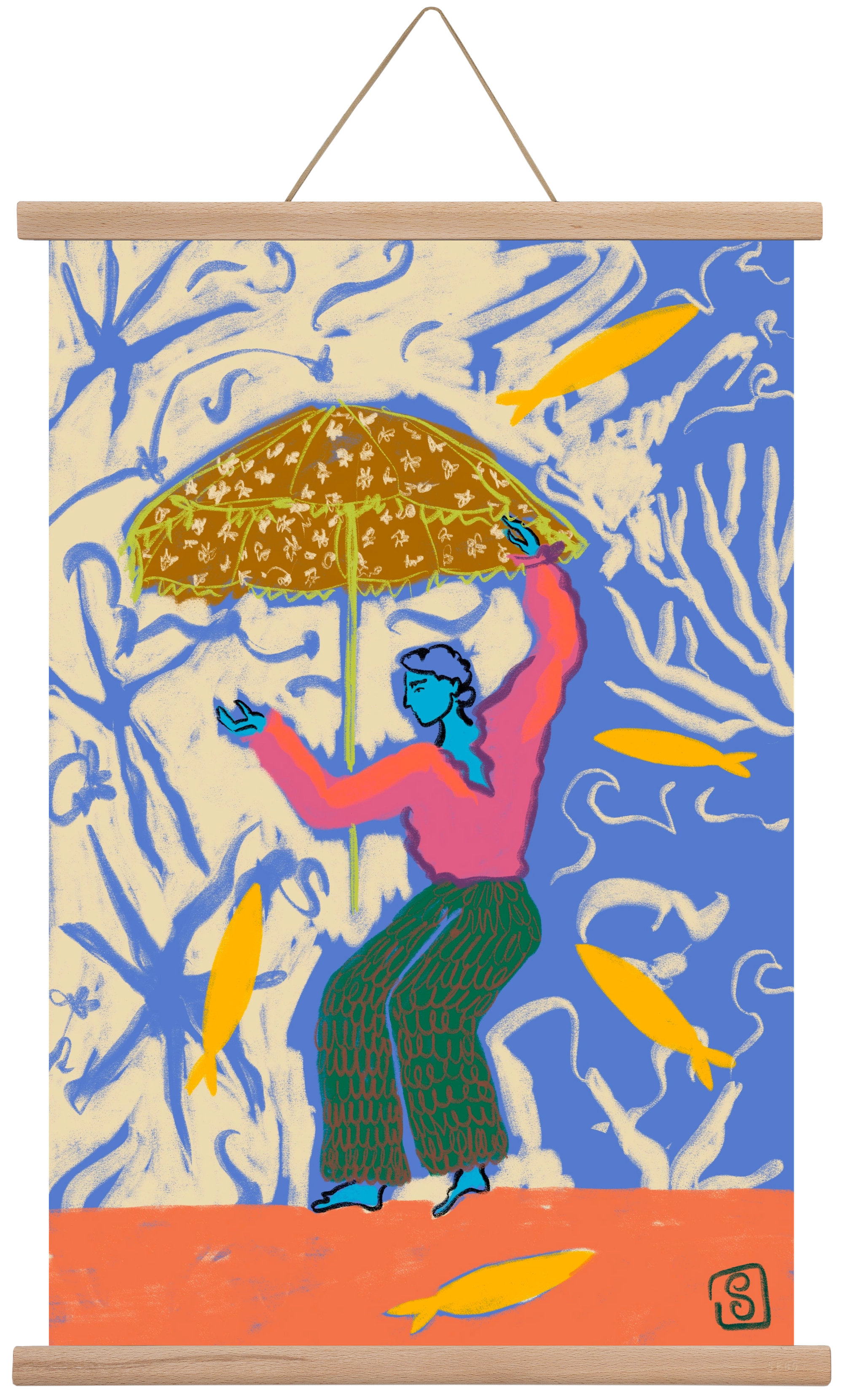 SEA DANCER, 40x60 cm (40x60 cm), Tölgy akasztó