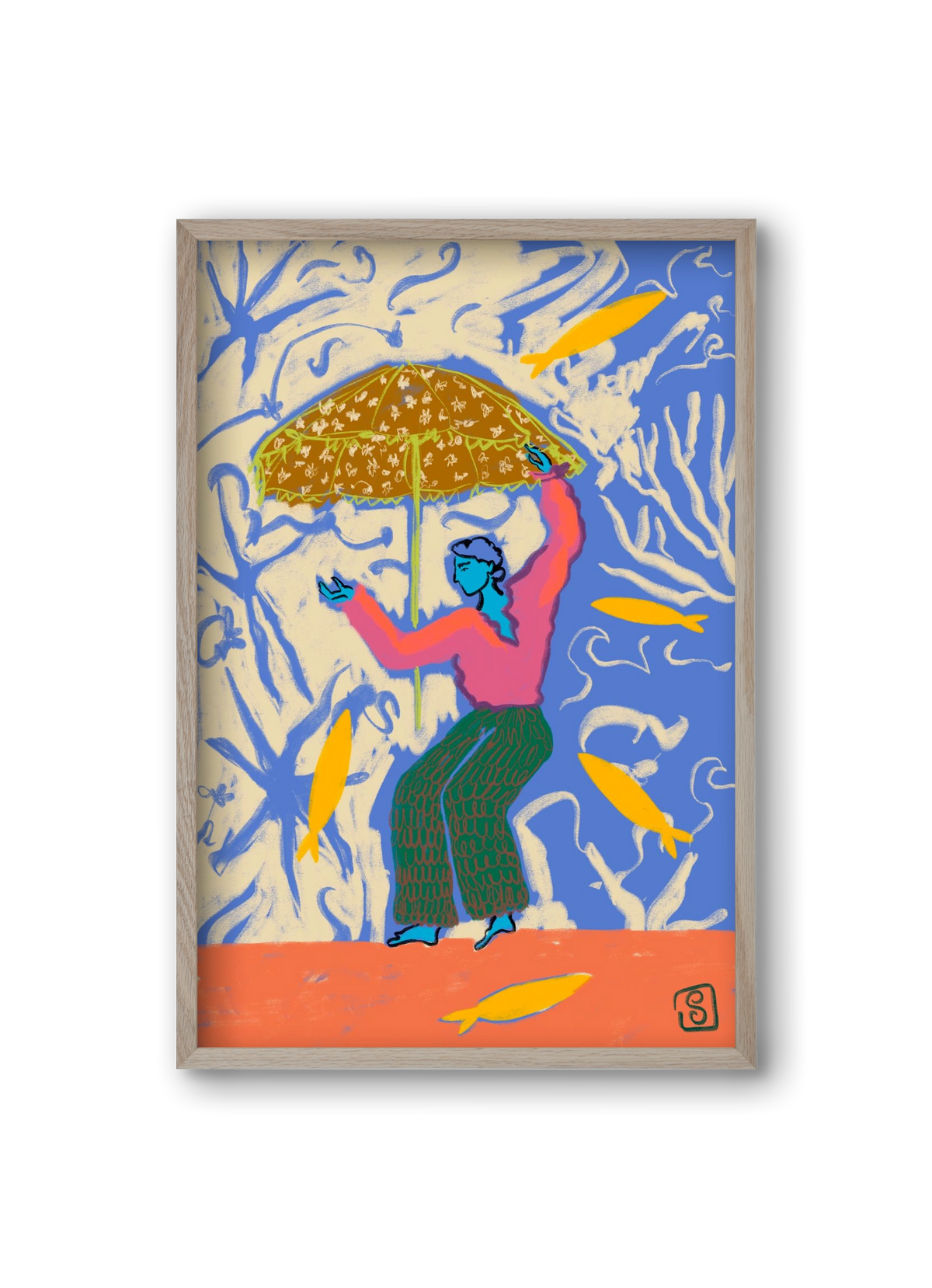 SEA DANCER, 20x30 cm (20x30 cm), Tölgy keret