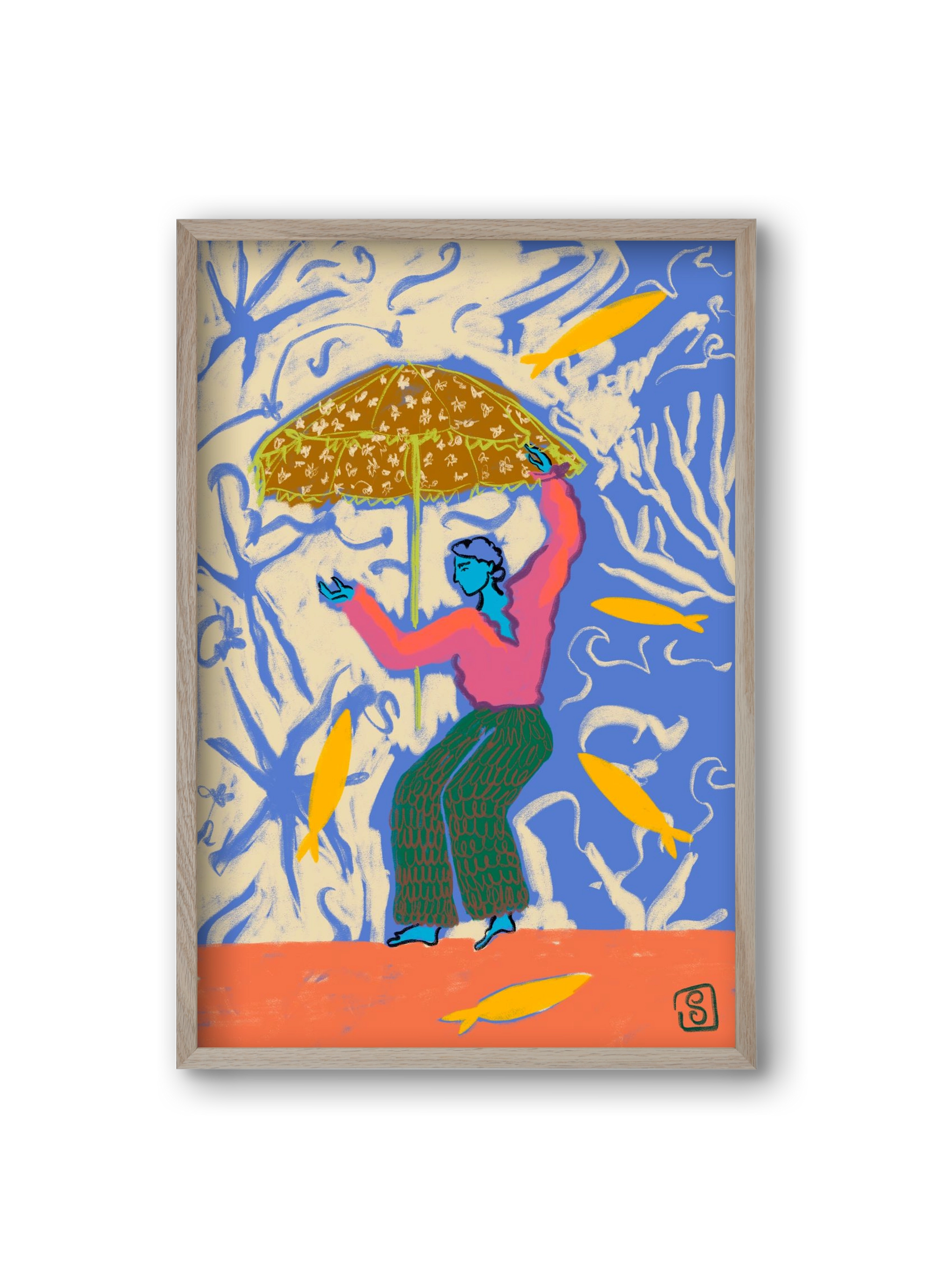 SEA DANCER, 20x30 cm (20x30 cm), Tölgy keret