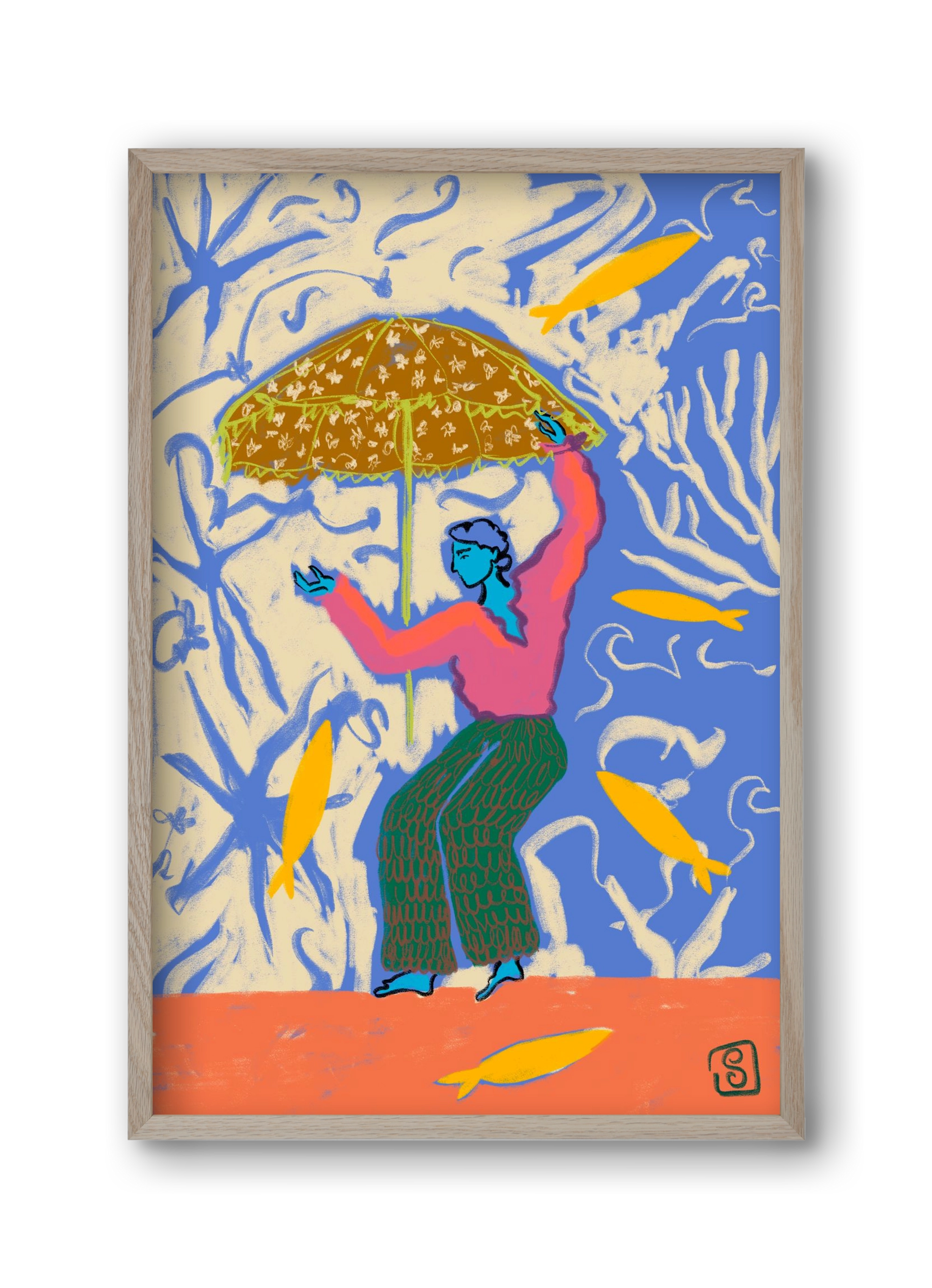 SEA DANCER, 30x45 cm (30x45 cm), Tölgy keret