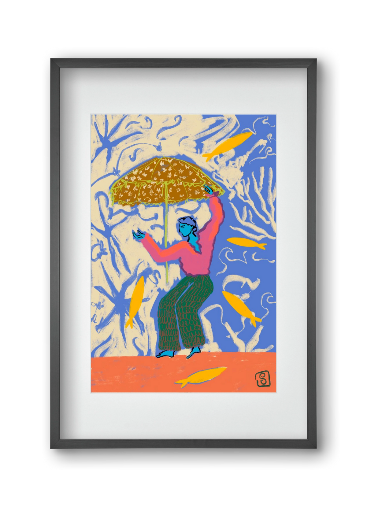 SEA DANCER, 30x45 cm (20x30 cm), Fekete keret, paszpartuval