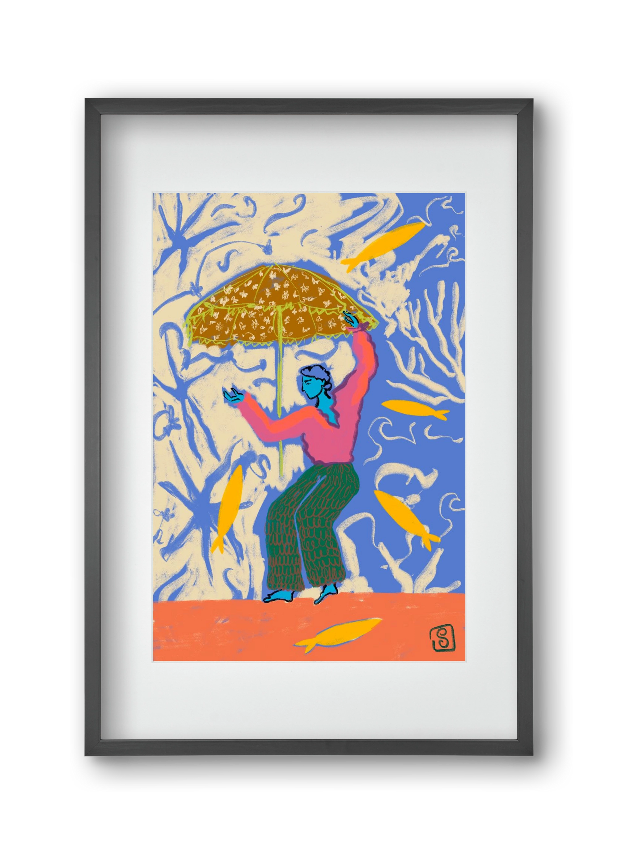 SEA DANCER, 30x45 cm (20x30 cm), Fekete keret, paszpartuval