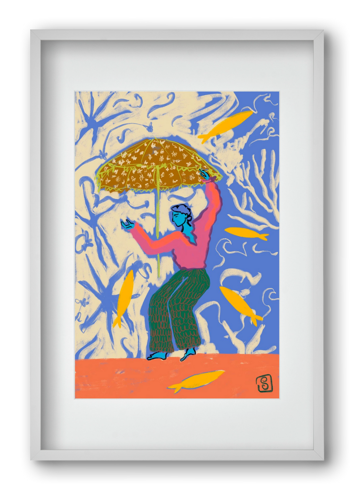 SEA DANCER, 40x60 cm (30x45 cm), Fehér keret, paszpartuval