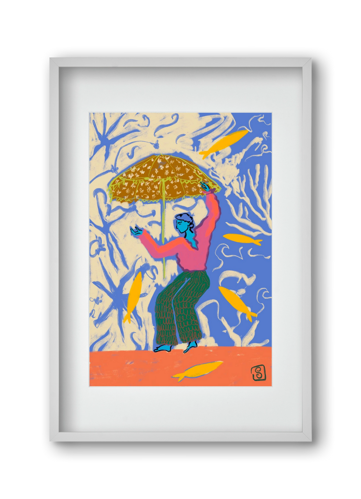 SEA DANCER, 30x45 cm (20x30 cm), Fehér keret, paszpartuval