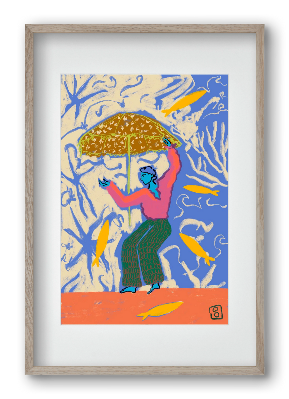 SEA DANCER, 40x60 cm (30x45 cm), Tölgy keret, paszpartuval