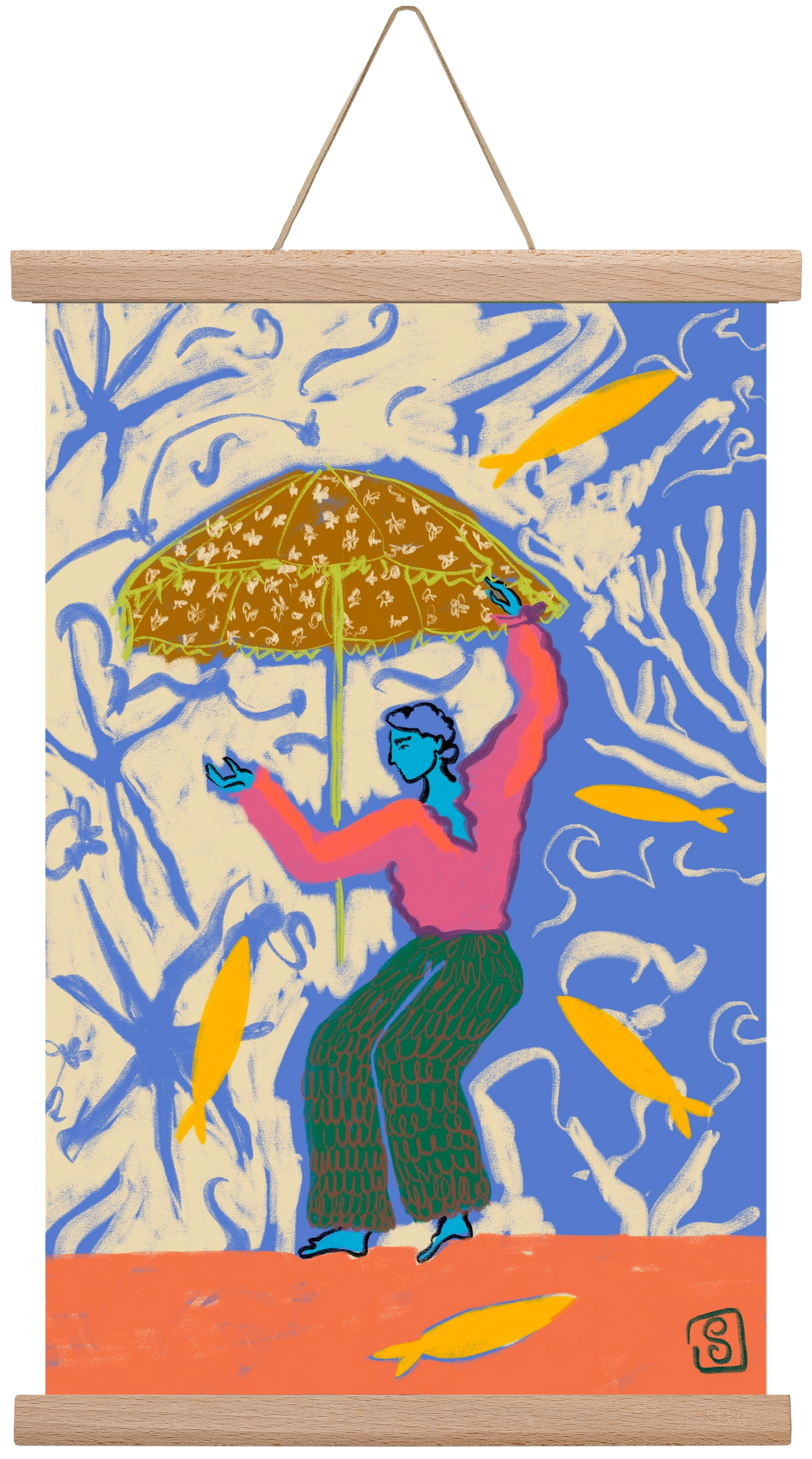 SEA DANCER, 30x45 cm (30x45 cm), Tölgy akasztó