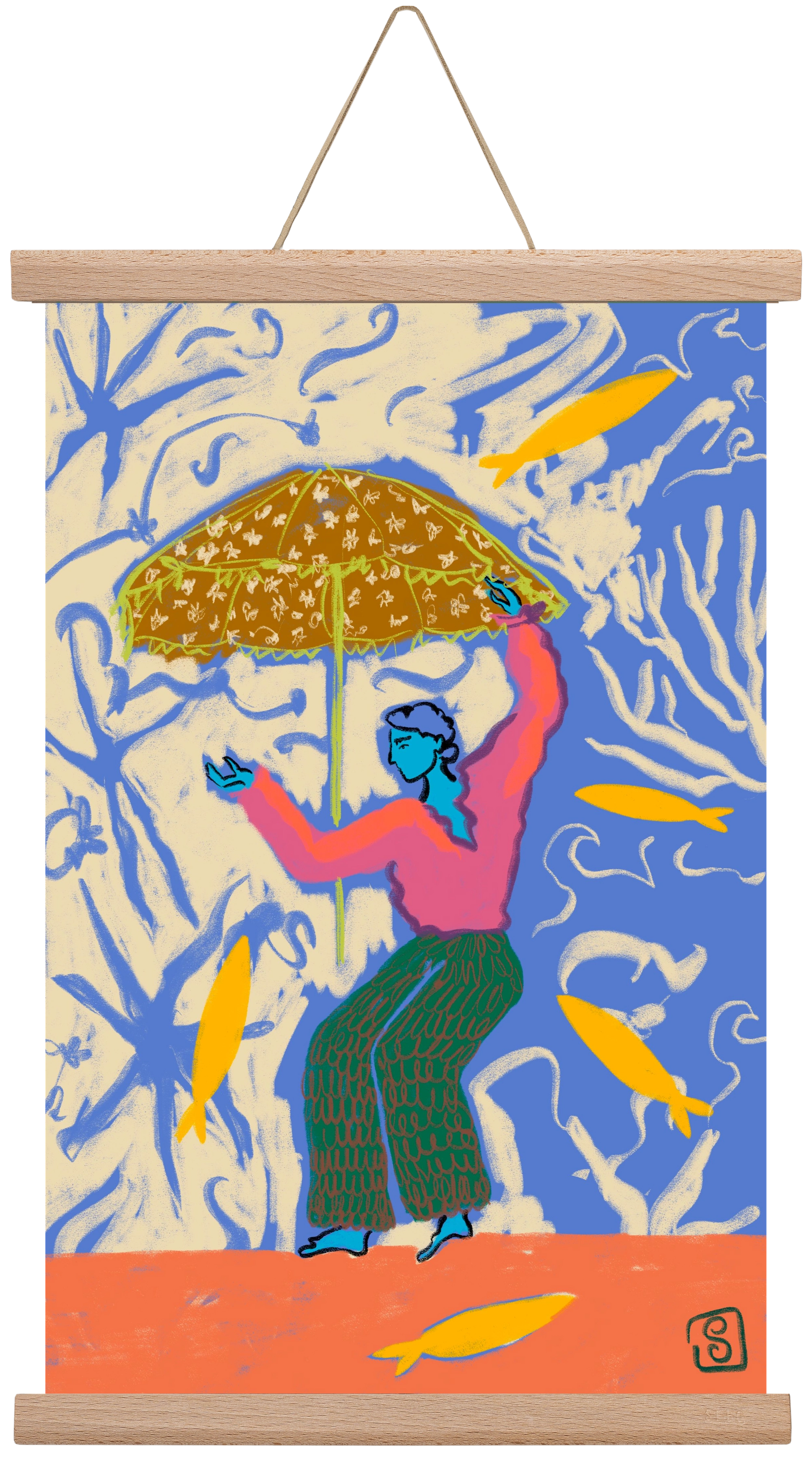 SEA DANCER, 30x45 cm (30x45 cm), Tölgy akasztó