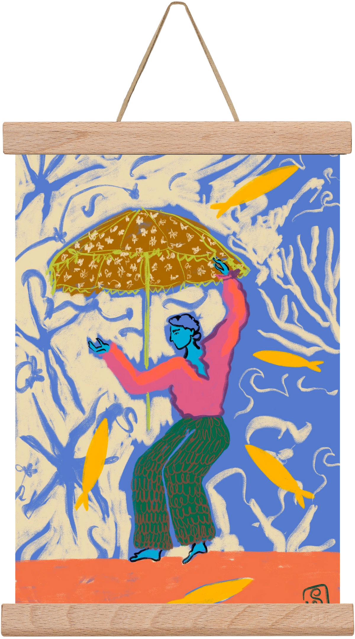 SEA DANCER, 20x30 cm (20x30 cm), Tölgy akasztó