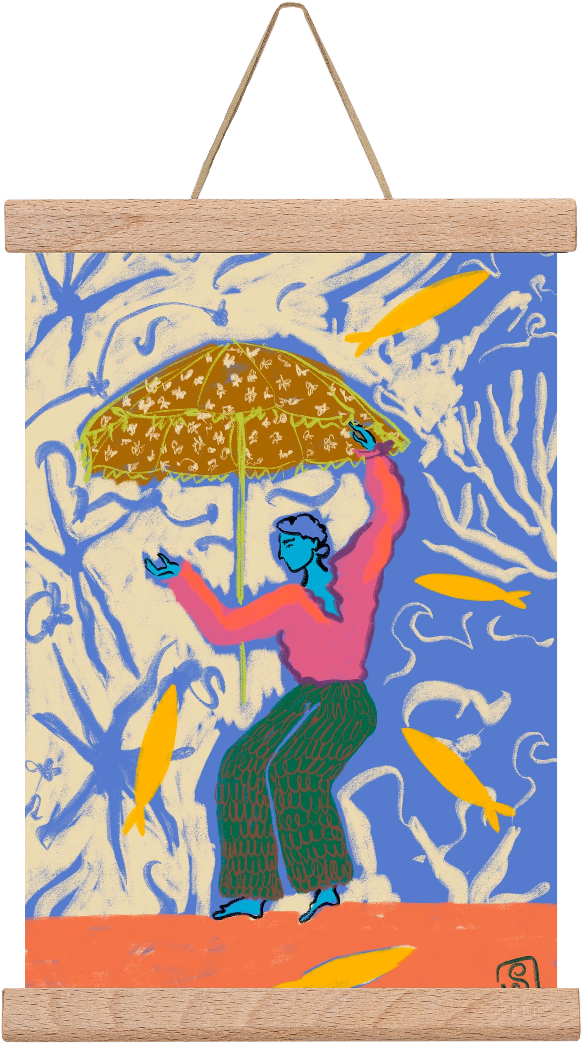 SEA DANCER, 20x30 cm (20x30 cm), Tölgy akasztó