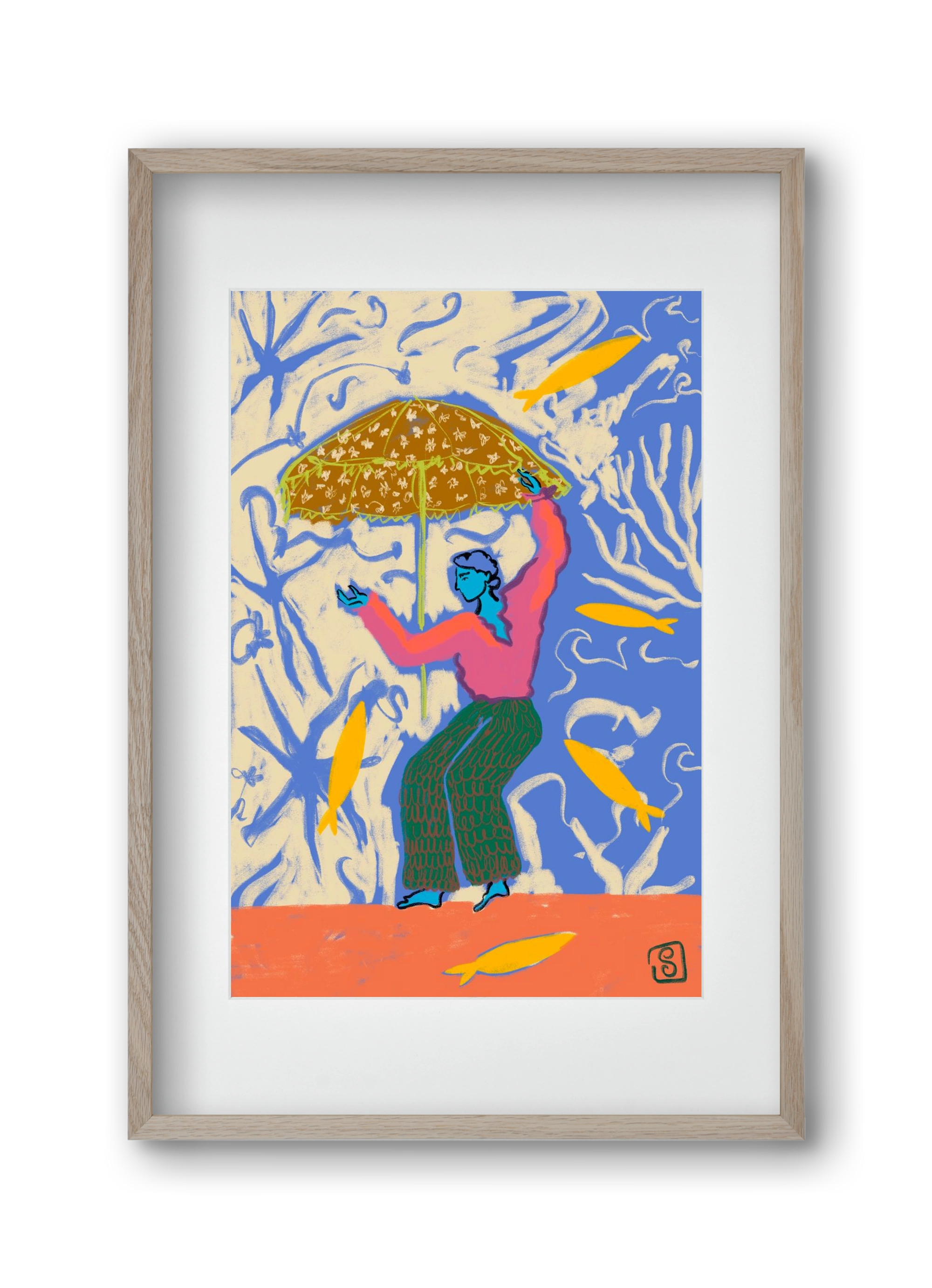 SEA DANCER, 30x45 cm (20x30 cm), Tölgy keret, paszpartuval