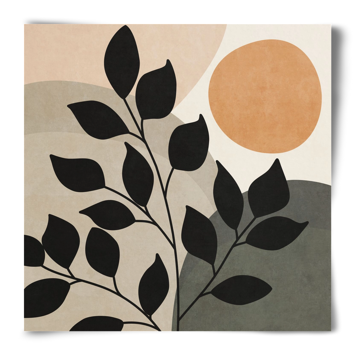 ABSTRACT TROPICAL ART - SUN AND LEAVES 01, 50x50 cm, Keret nélkül