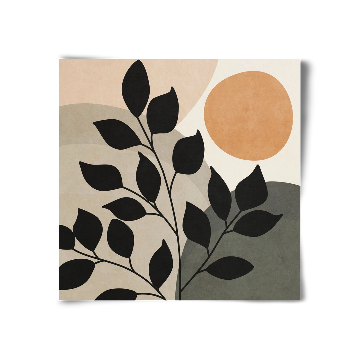 ABSTRACT TROPICAL ART - SUN AND LEAVES 01, 30x30 cm, Keret nélkül