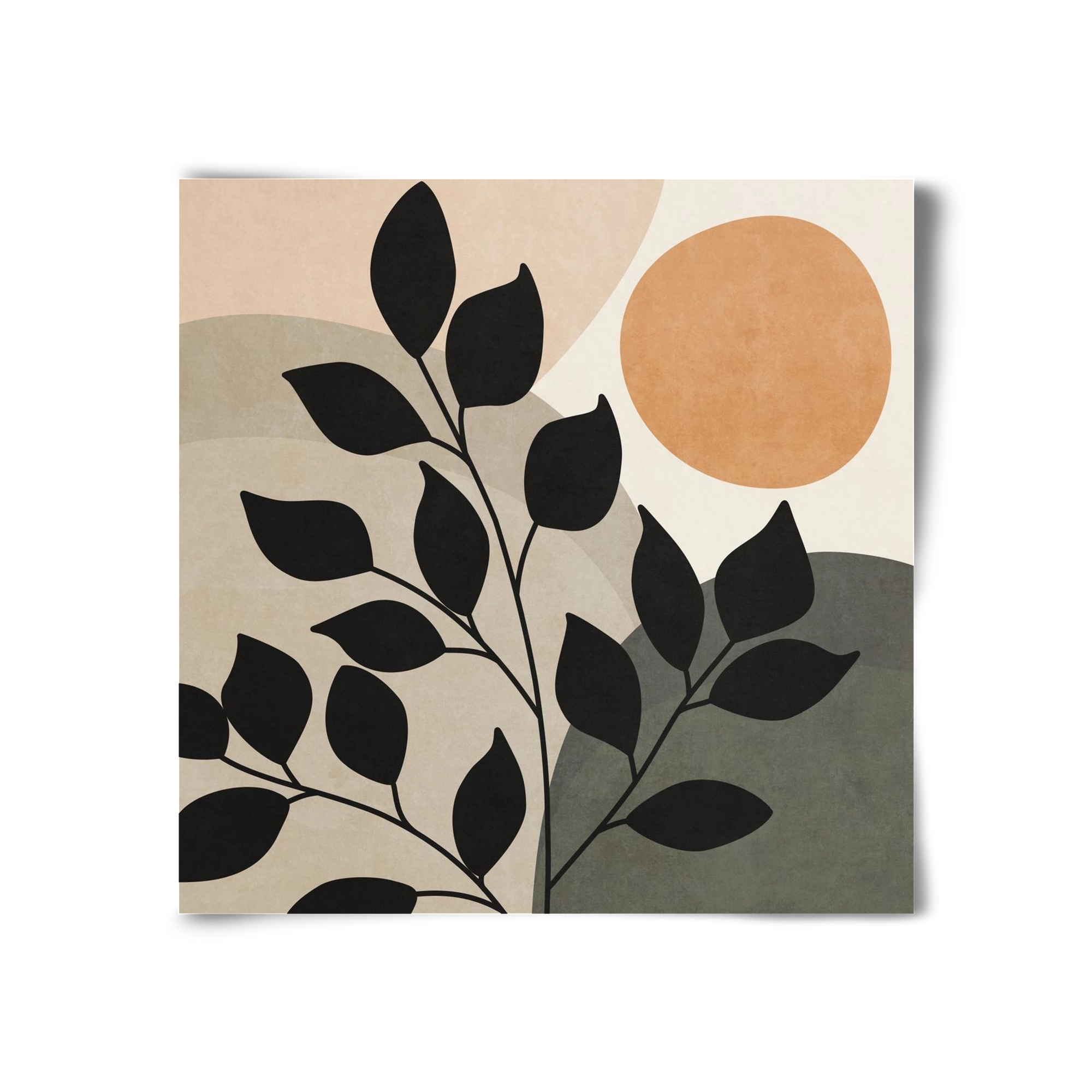 ABSTRACT TROPICAL ART - SUN AND LEAVES 01, 30x30 cm, Keret nélkül