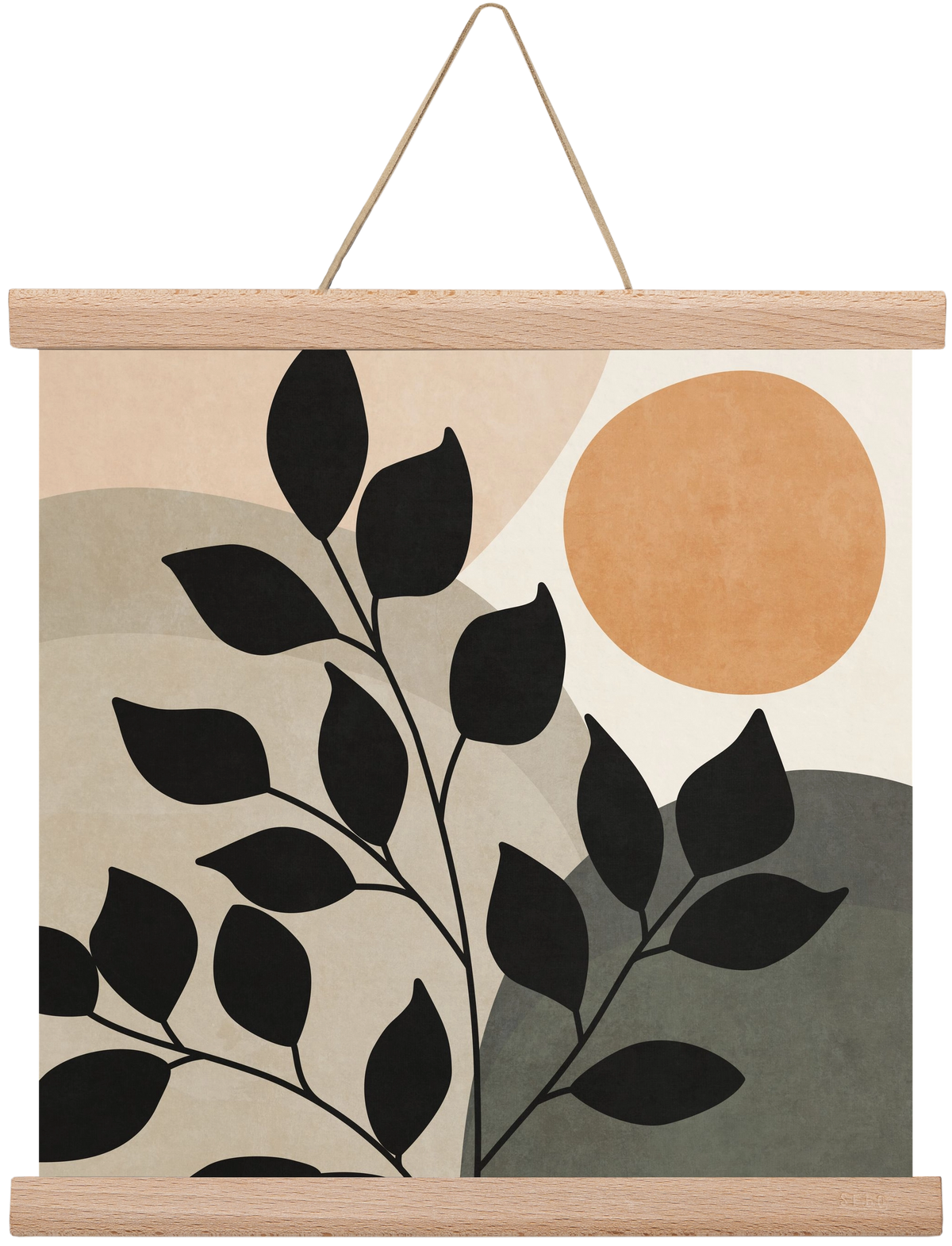 ABSTRACT TROPICAL ART - SUN AND LEAVES 01, 30x30 cm (30x30 cm), Tölgy akasztó