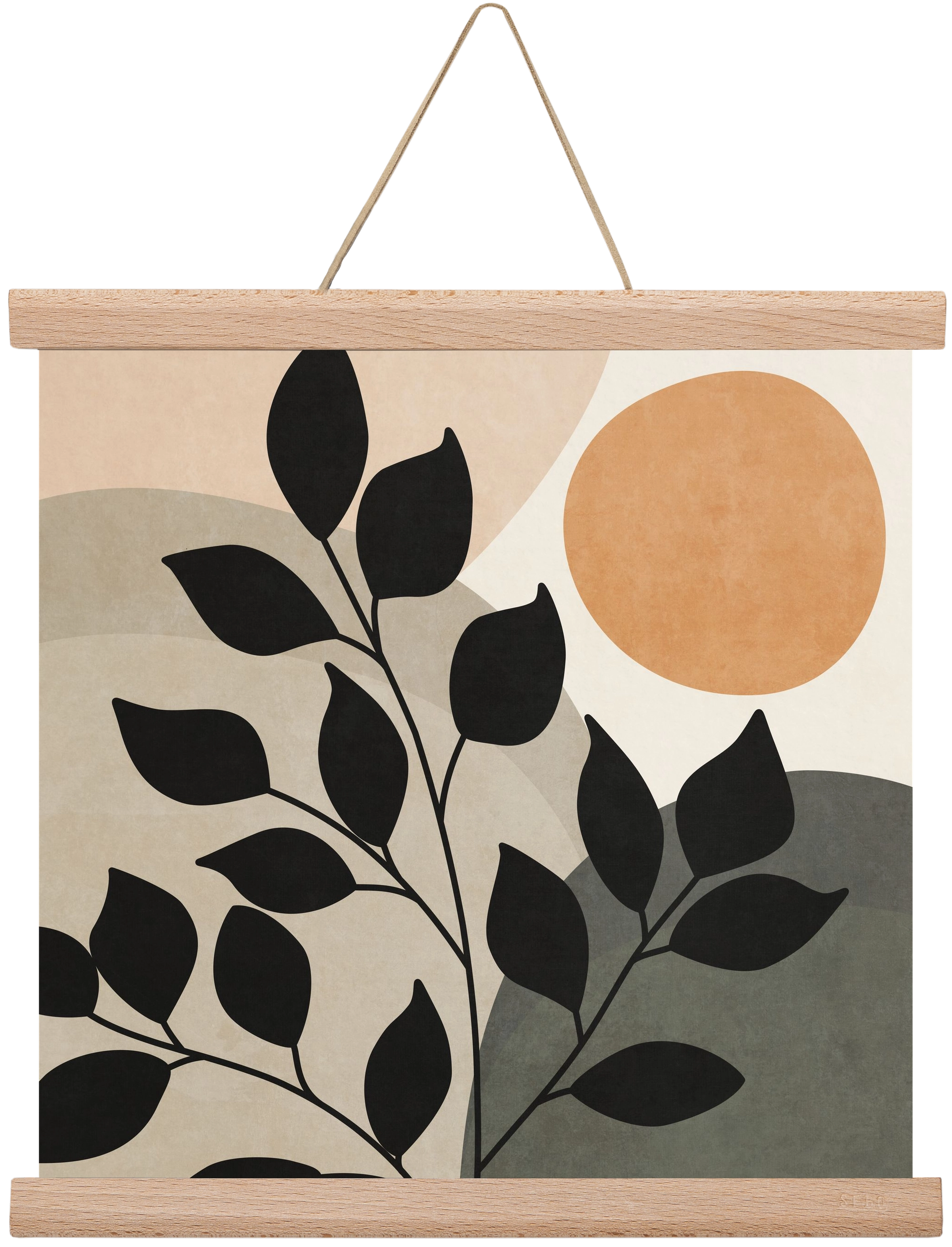 ABSTRACT TROPICAL ART - SUN AND LEAVES 01, 30x30 cm (30x30 cm), Tölgy akasztó