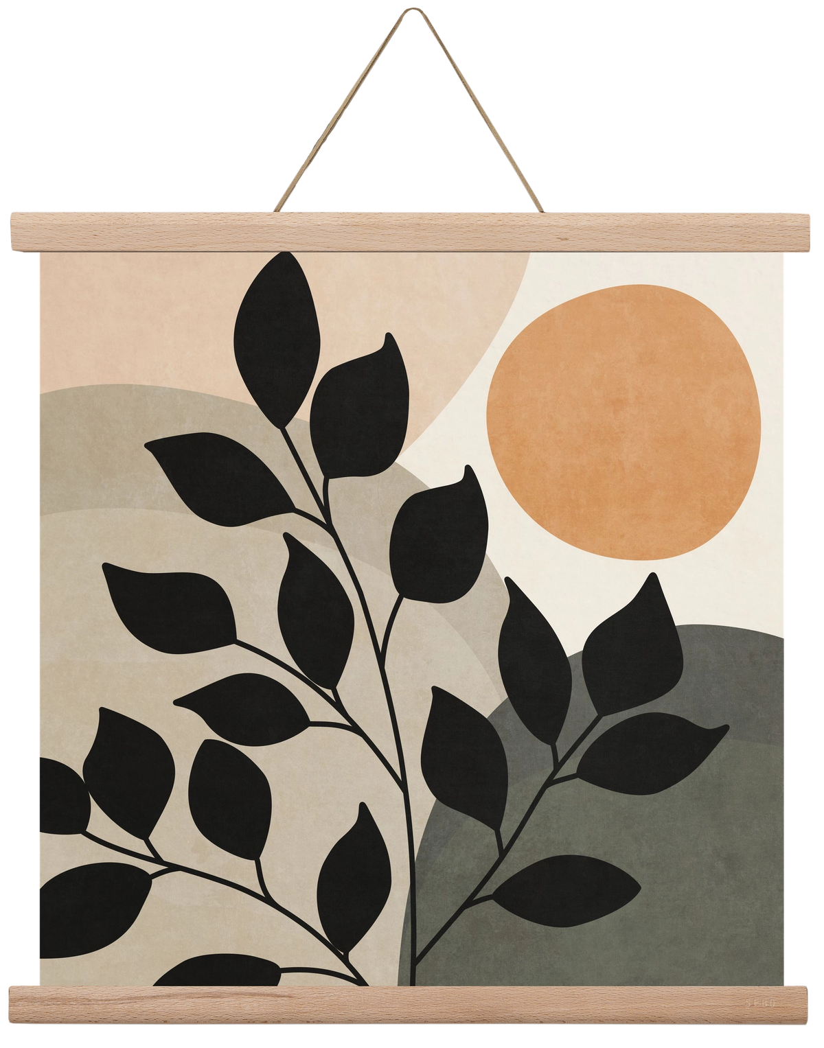 ABSTRACT TROPICAL ART - SUN AND LEAVES 01, 40x40 cm (40x40 cm), Tölgy akasztó