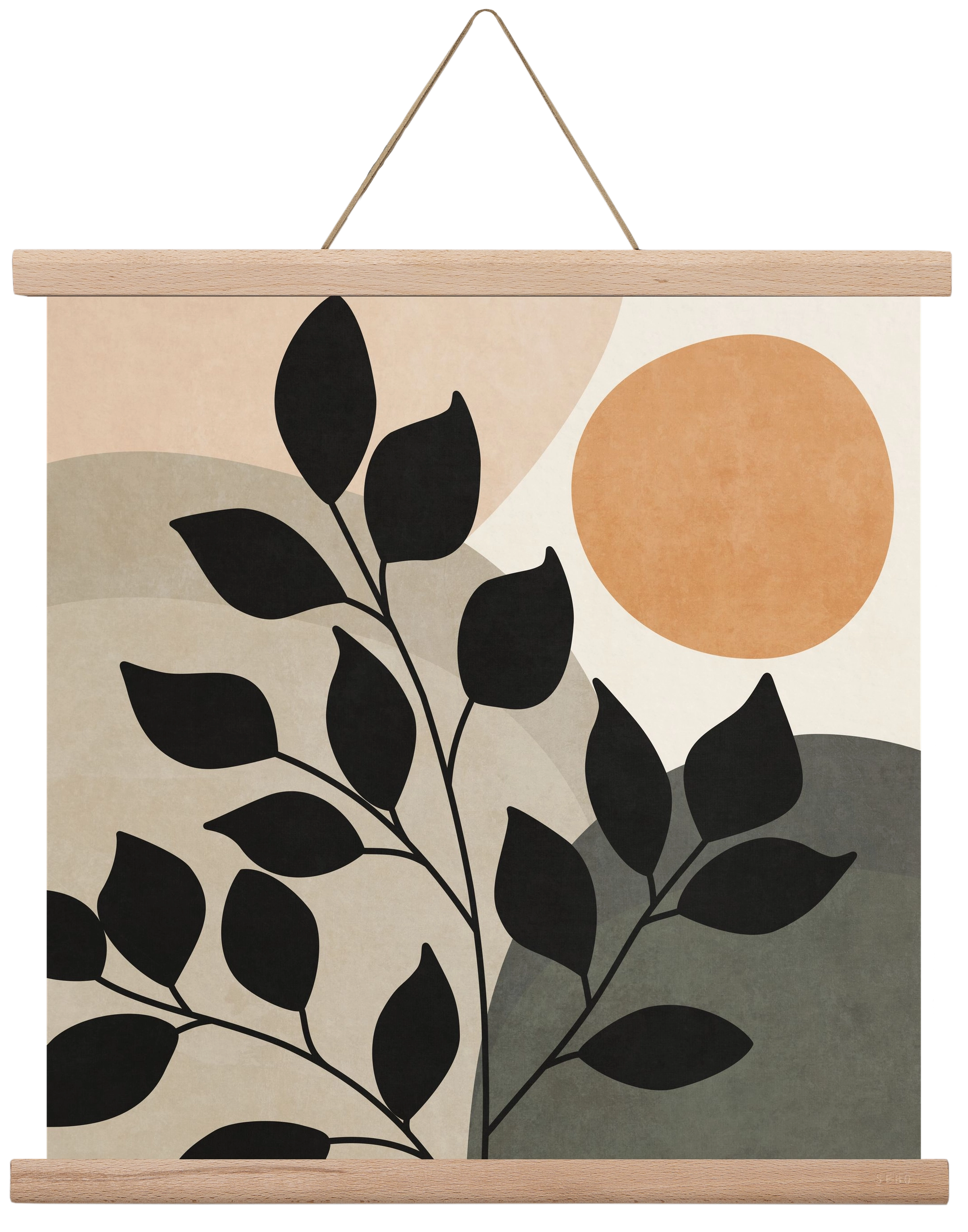 ABSTRACT TROPICAL ART - SUN AND LEAVES 01, 40x40 cm (40x40 cm), Tölgy akasztó