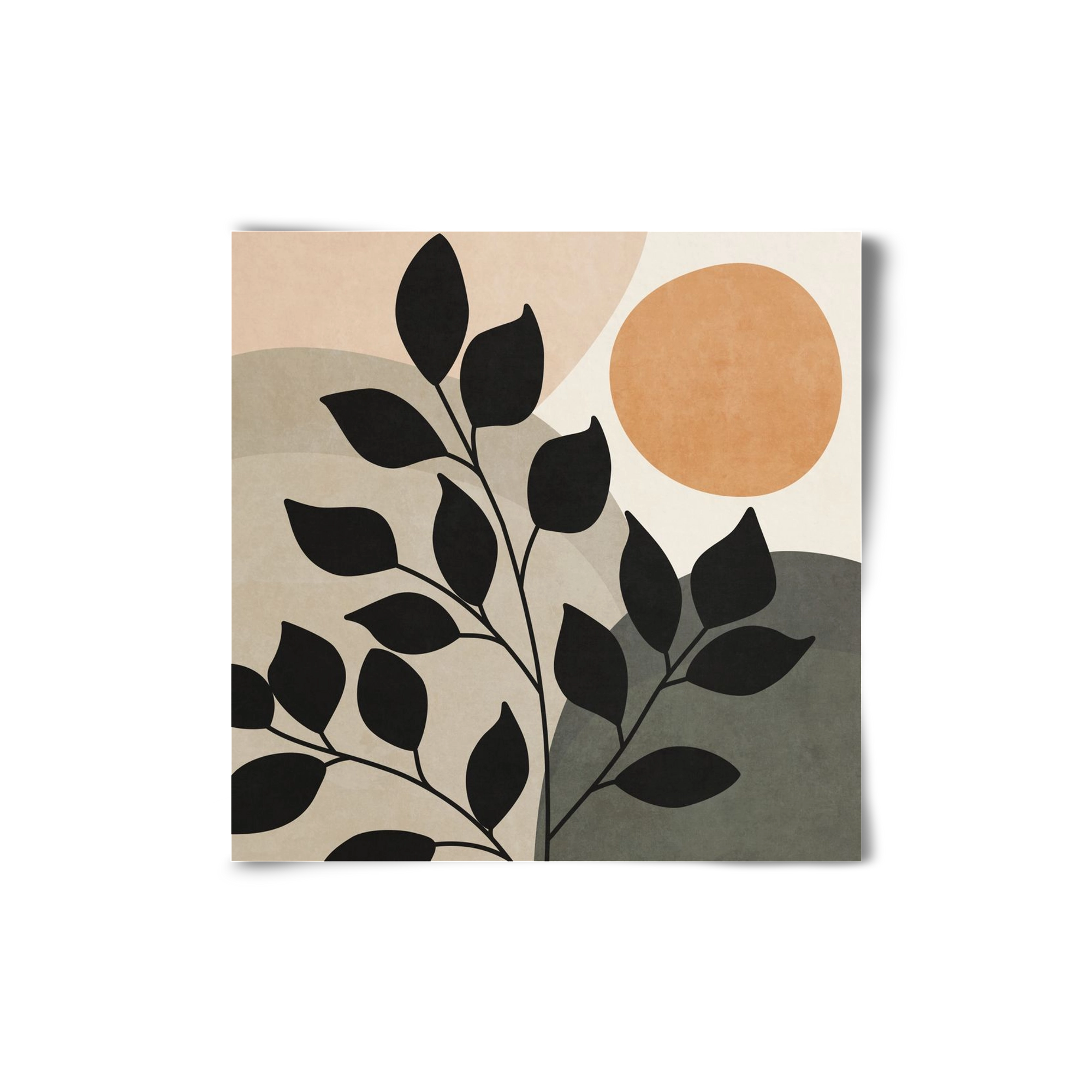 ABSTRACT TROPICAL ART - SUN AND LEAVES 01, 20x20 cm, Keret nélkül