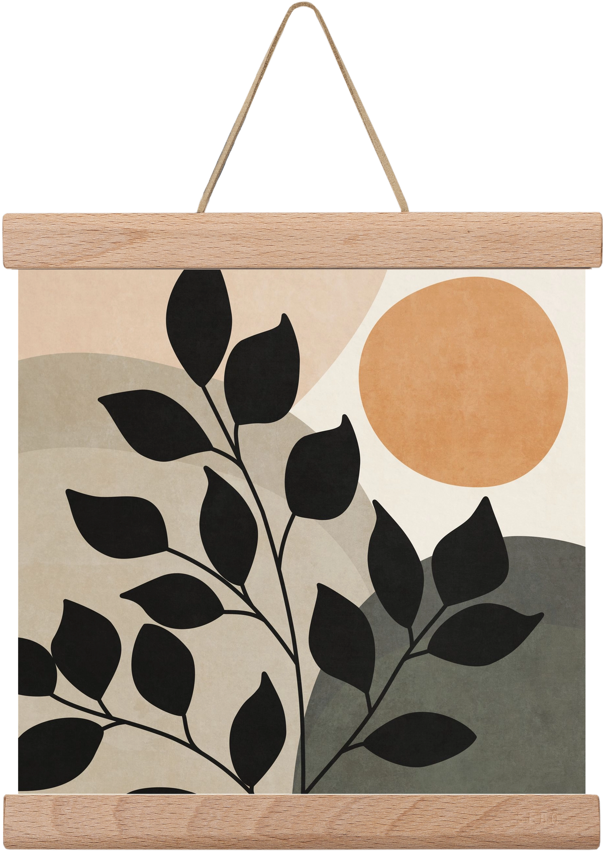 ABSTRACT TROPICAL ART - SUN AND LEAVES 01, 20x20 cm (20x20 cm), Tölgy akasztó