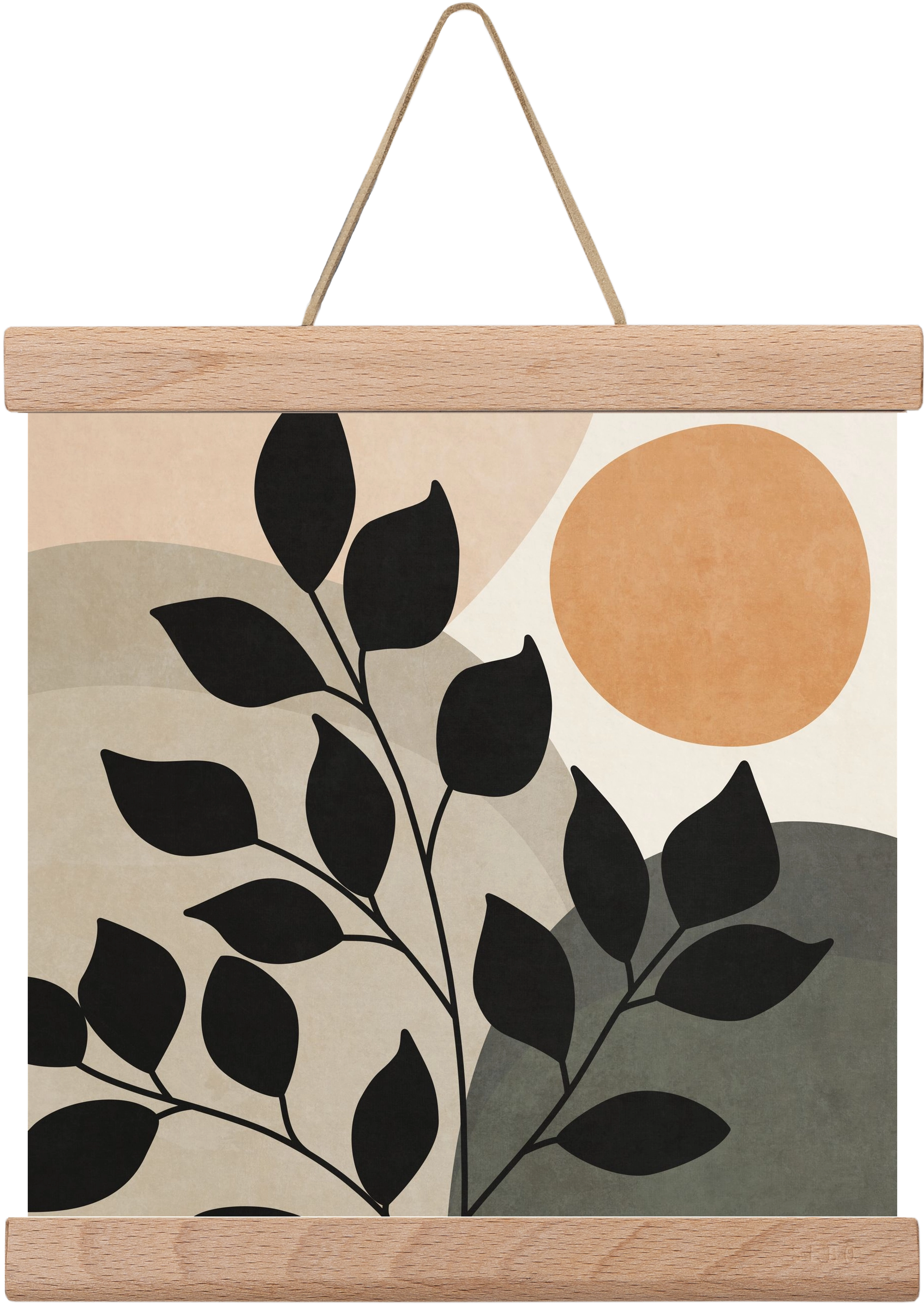 ABSTRACT TROPICAL ART - SUN AND LEAVES 01, 20x20 cm (20x20 cm), Tölgy akasztó