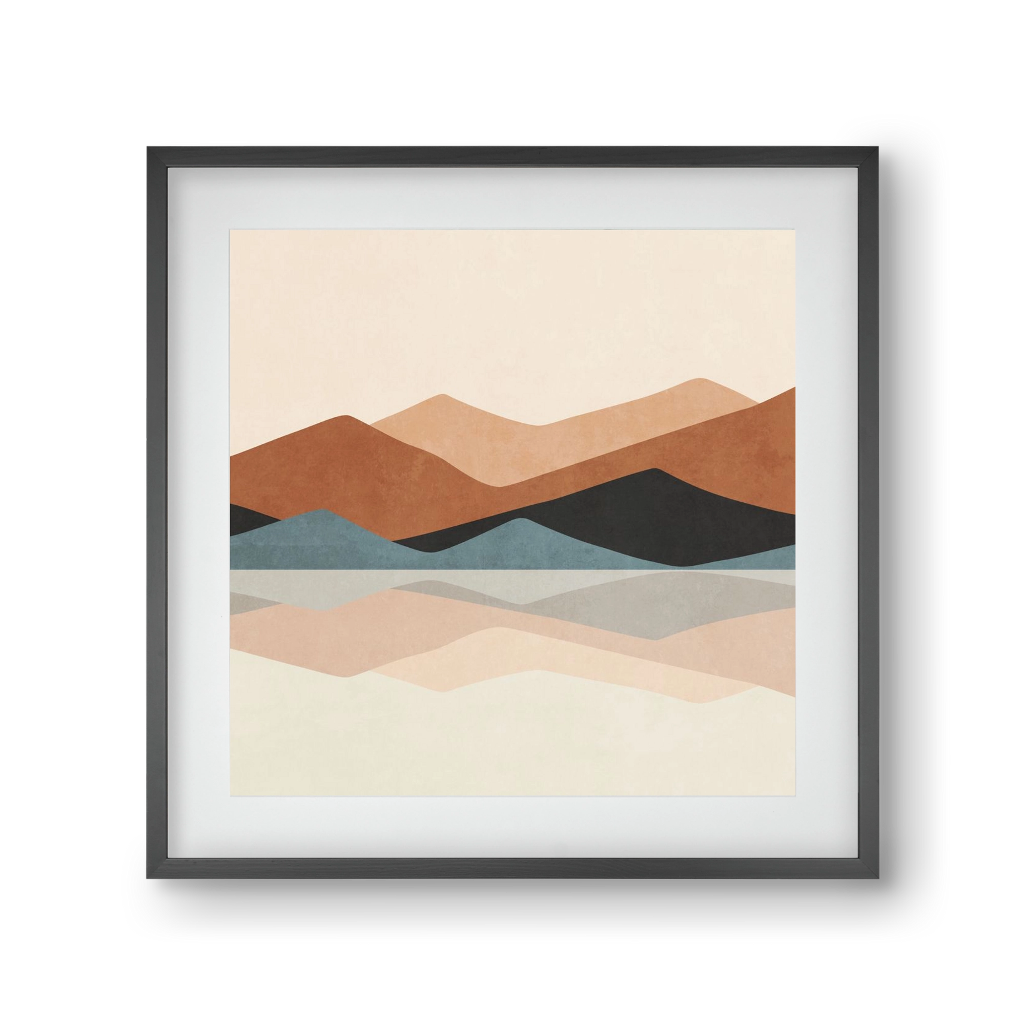 MINIMAL TROPICAL ART - LANDSCAPE 02, 30x30 cm (20x20 cm), Fekete keret, paszpartuval