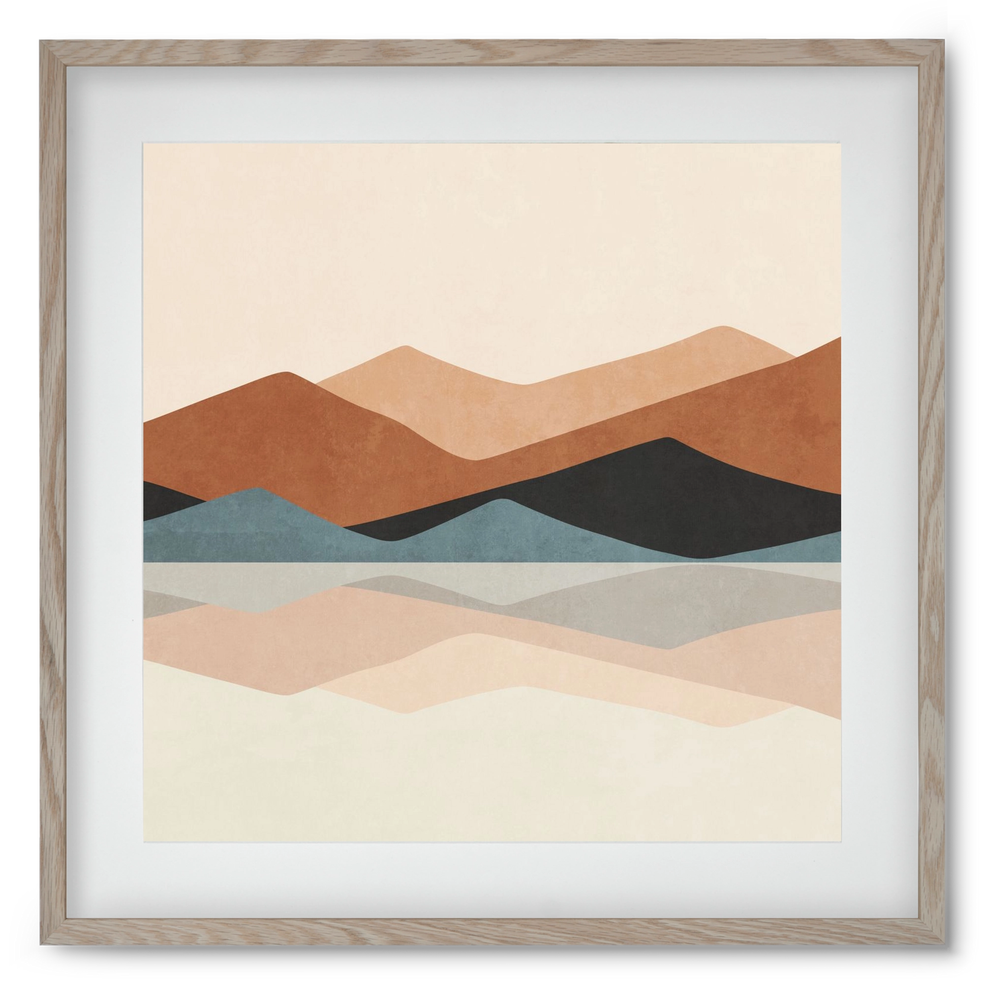 MINIMAL TROPICAL ART - LANDSCAPE 02, 50x50 cm (40x40 cm), Tölgy keret, paszpartuval