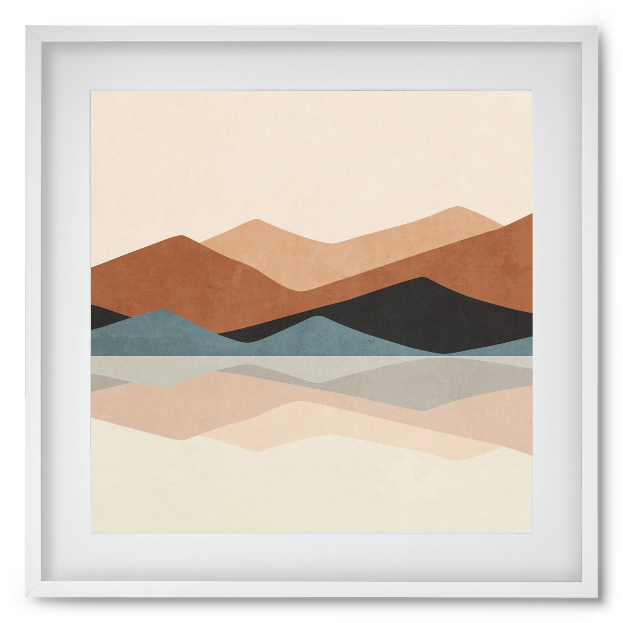 MINIMAL TROPICAL ART - LANDSCAPE 02, 50x50 cm (40x40 cm), Fehér keret, paszpartuval