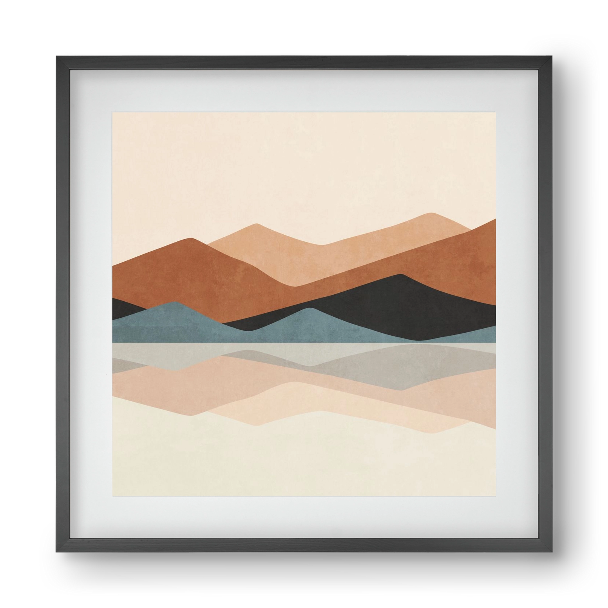 MINIMAL TROPICAL ART - LANDSCAPE 02, 40x40 cm (30x30 cm), Fekete keret, paszpartuval