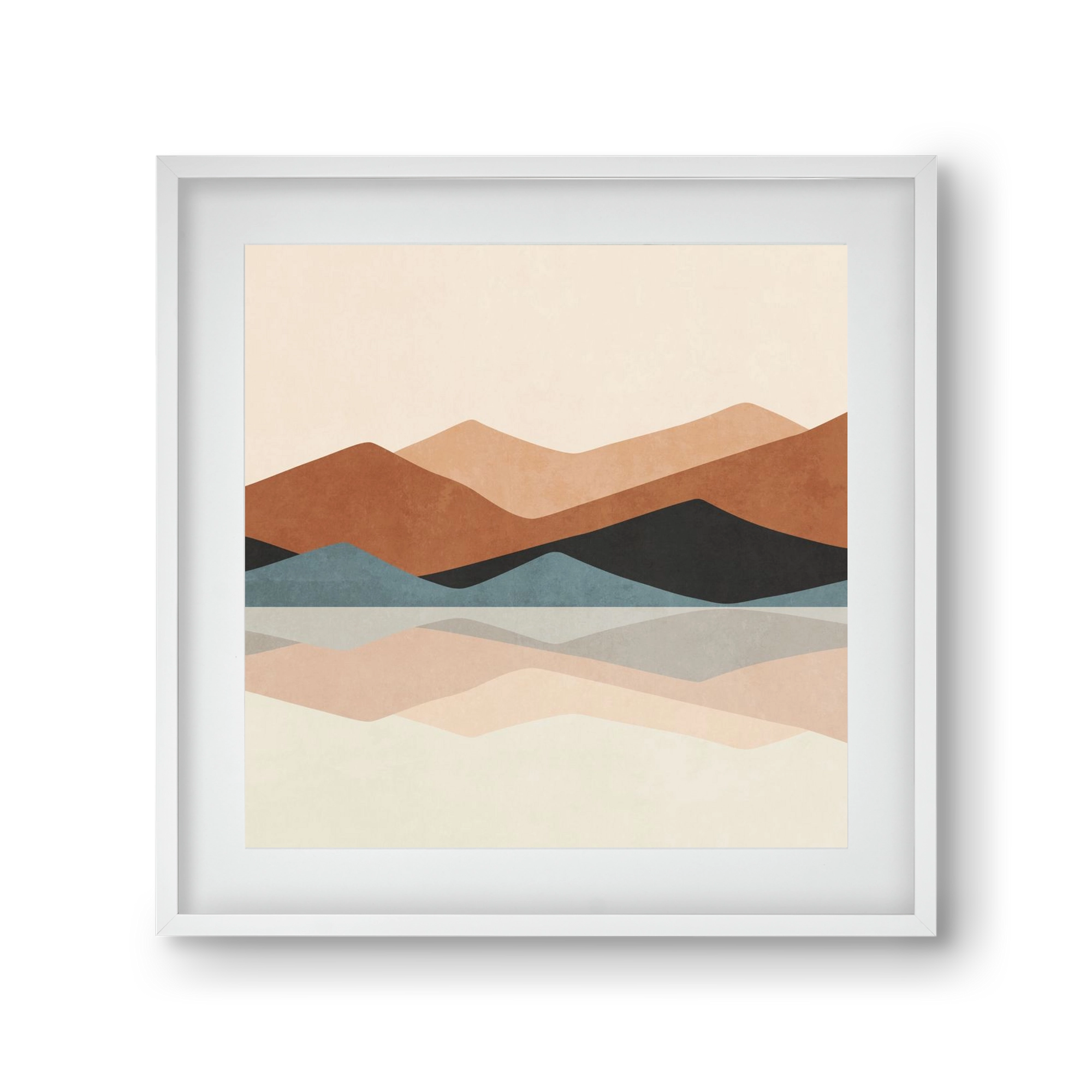 MINIMAL TROPICAL ART - LANDSCAPE 02, 30x30 cm (20x20 cm), Fehér keret, paszpartuval