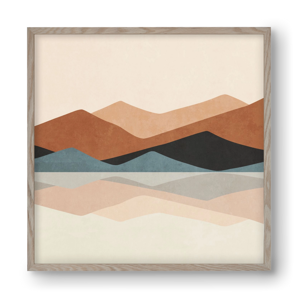 MINIMAL TROPICAL ART - LANDSCAPE 02, 40x40 cm (40x40 cm), Tölgy keret