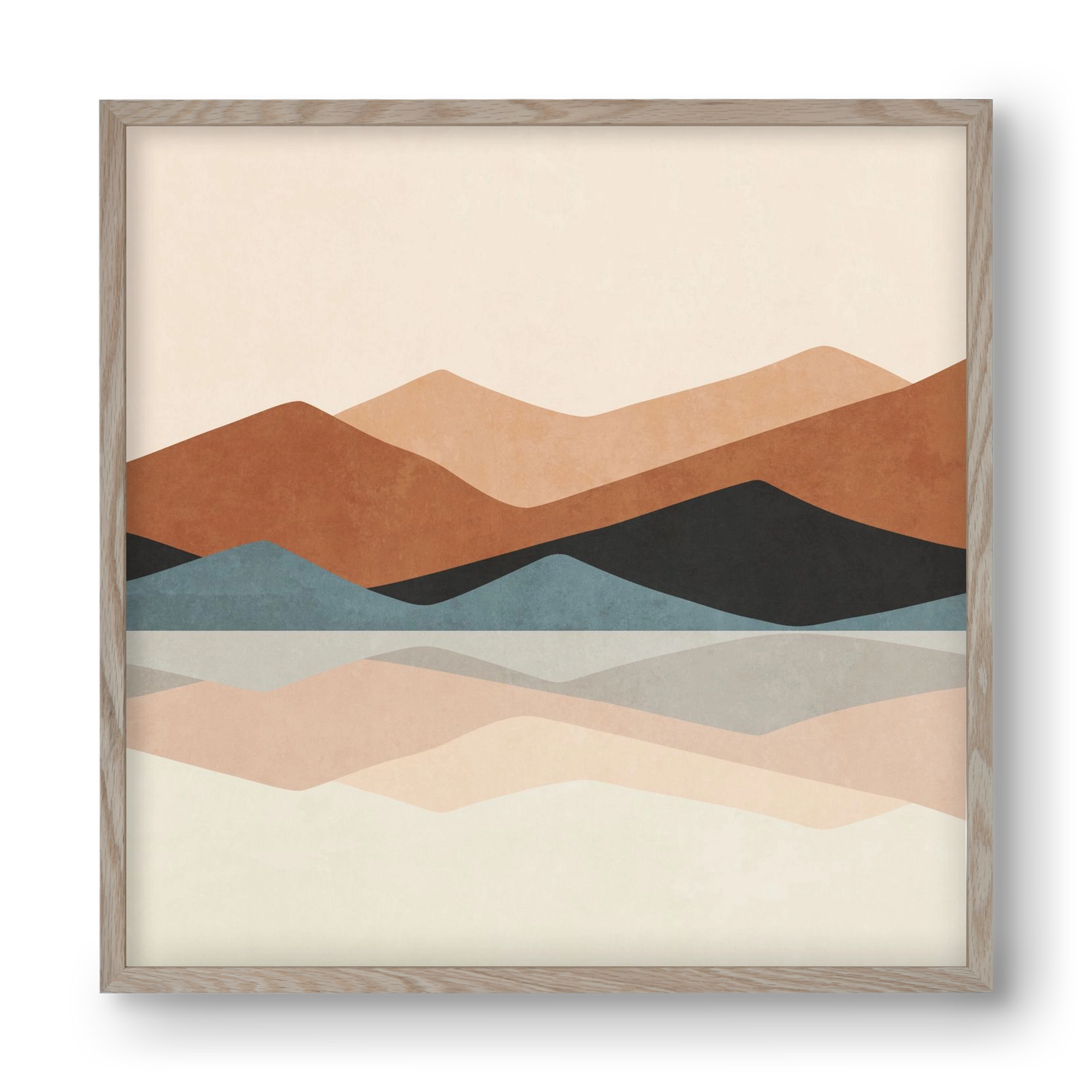 MINIMAL TROPICAL ART - LANDSCAPE 02, 40x40 cm (40x40 cm), Tölgy keret