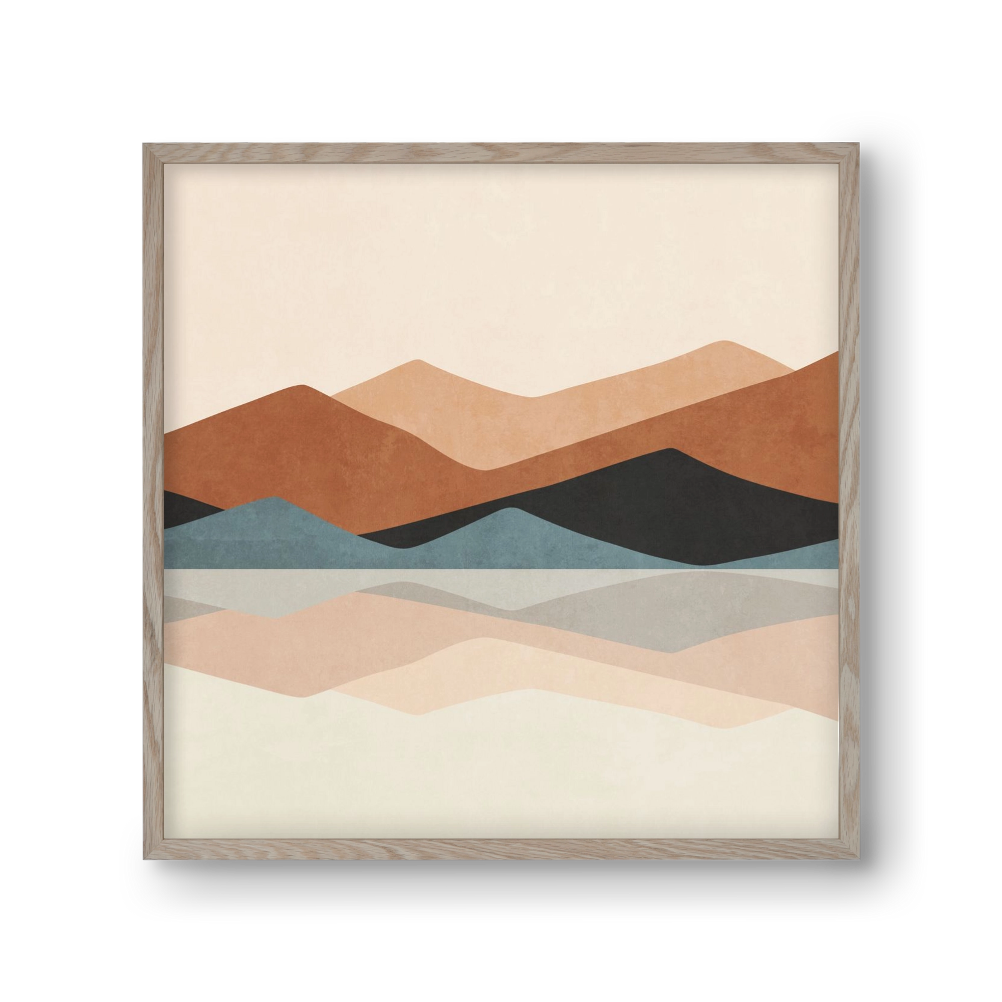 MINIMAL TROPICAL ART - LANDSCAPE 02, 30x30 cm (30x30 cm), Tölgy keret