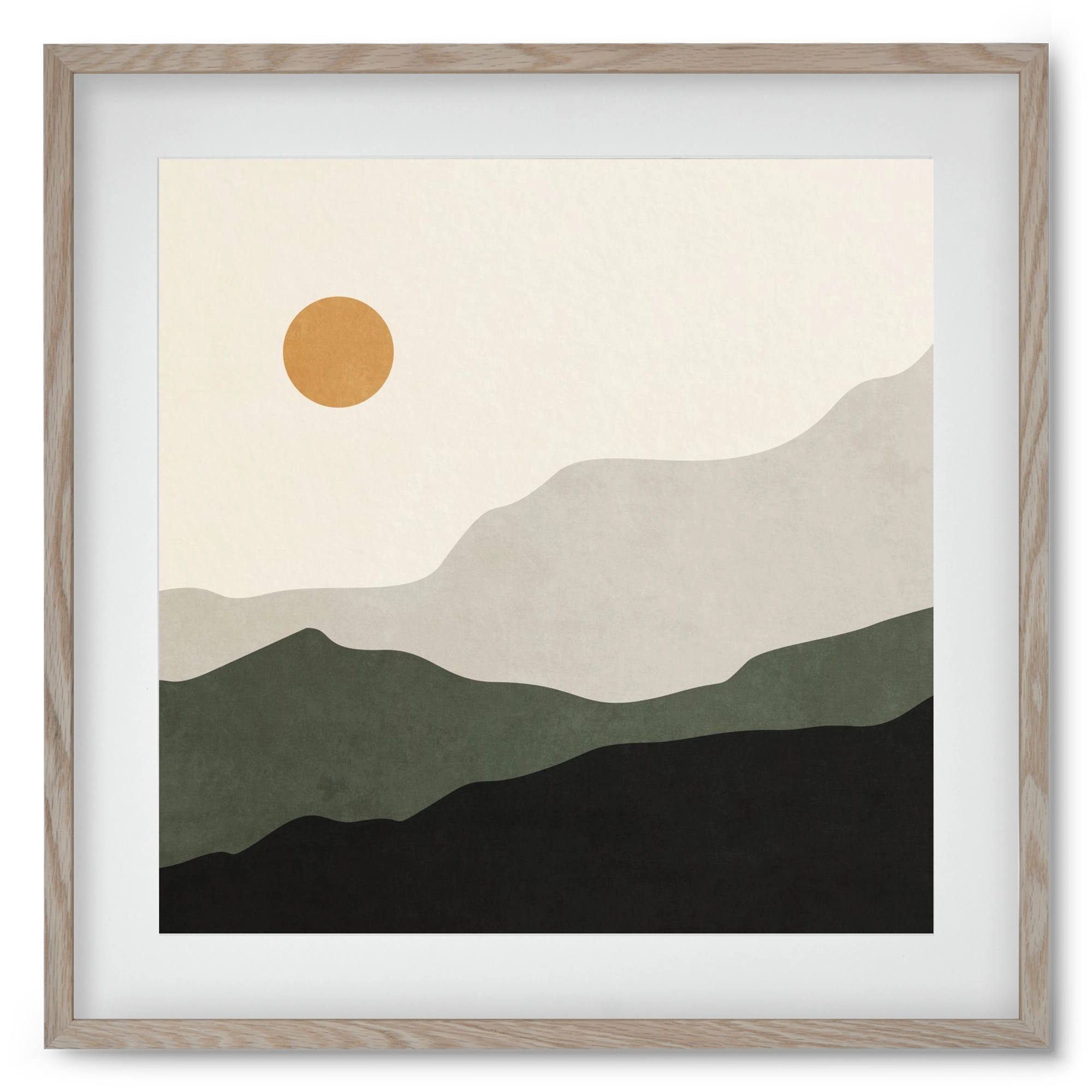 MINIMAL TROPICAL ART - LANDSCAPE 04, 50x50 cm (40x40 cm), Tölgy keret, paszpartuval