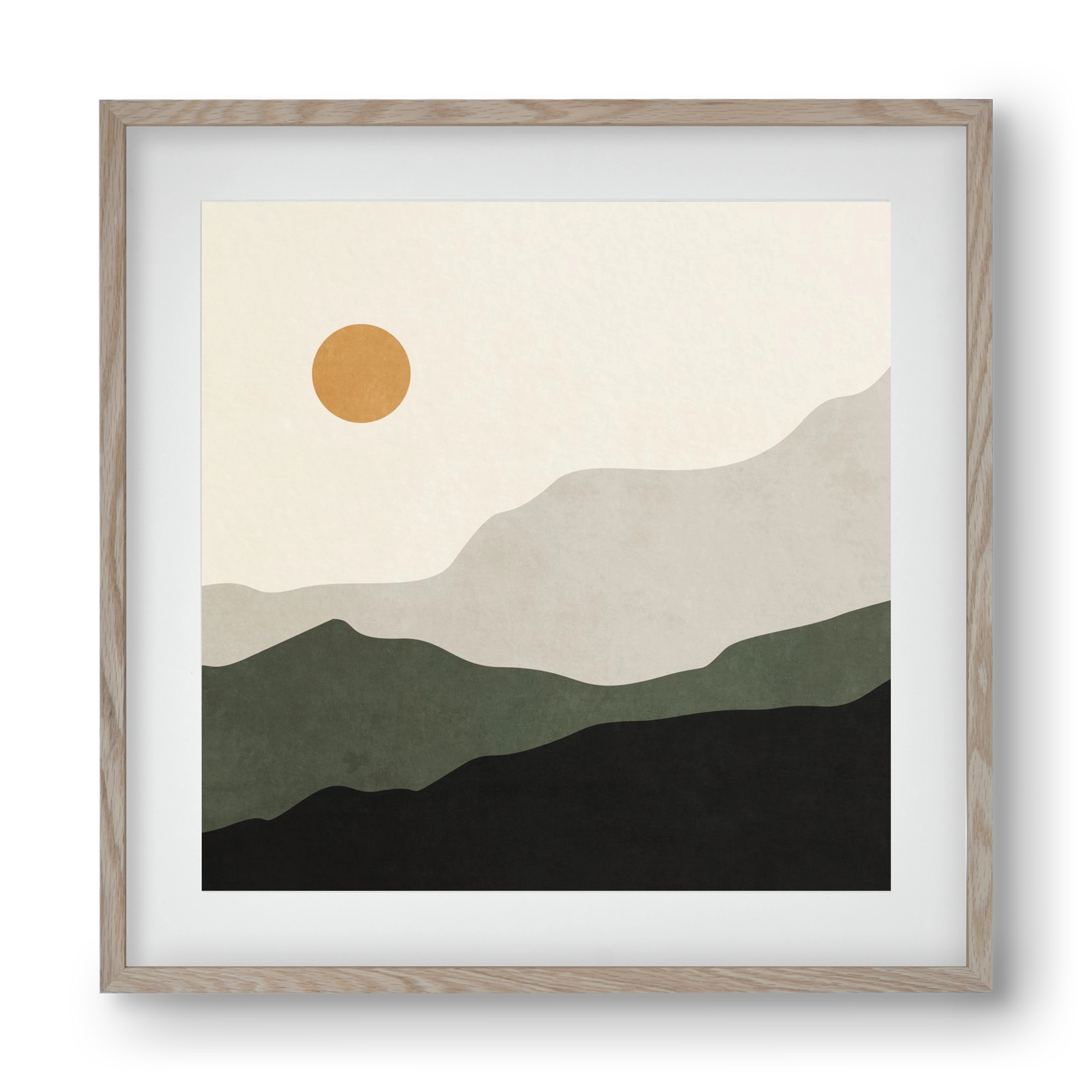 MINIMAL TROPICAL ART - LANDSCAPE 04, 40x40 cm (30x30 cm), Tölgy keret, paszpartuval