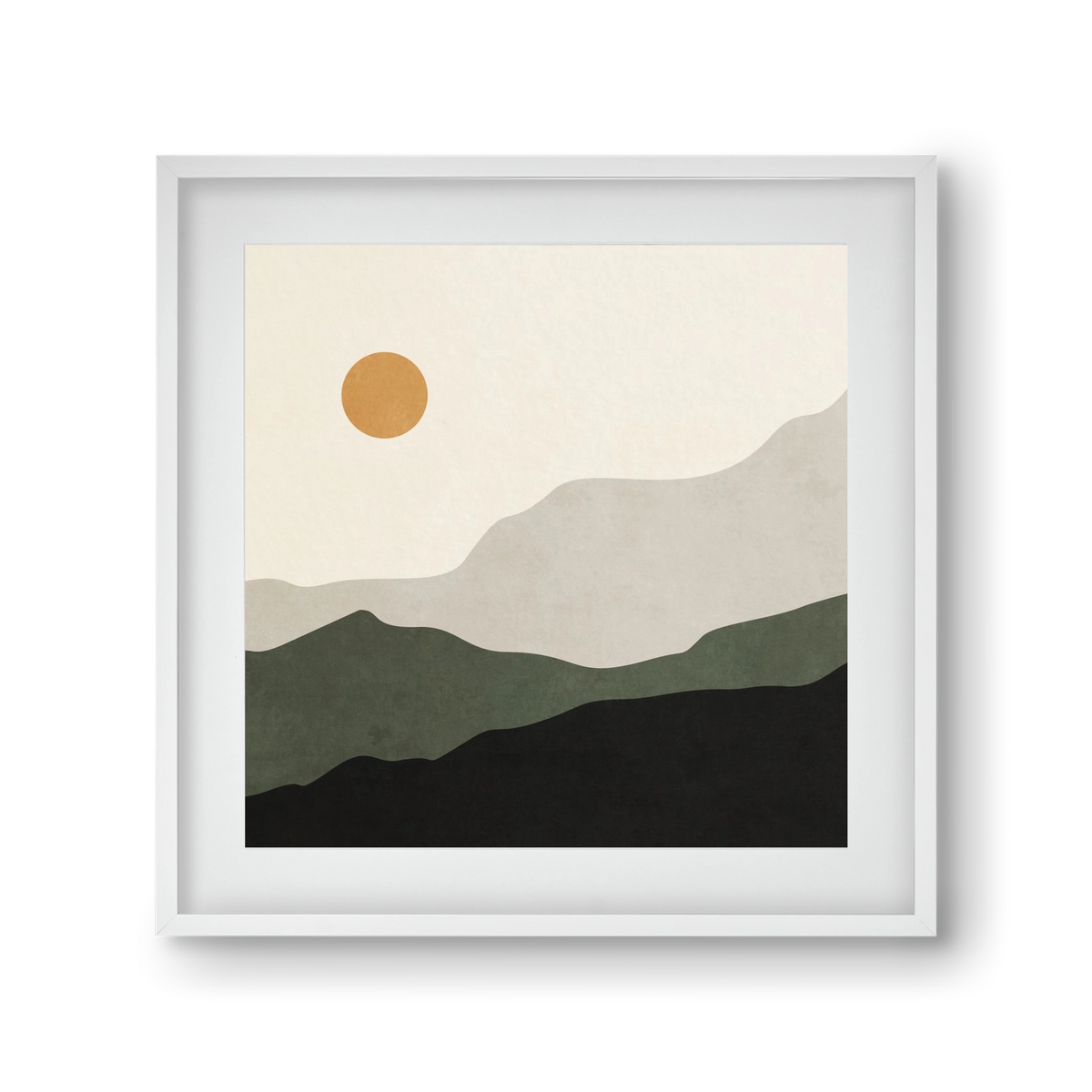 MINIMAL TROPICAL ART - LANDSCAPE 04, 30x30 cm (20x20 cm), Fehér keret, paszpartuval