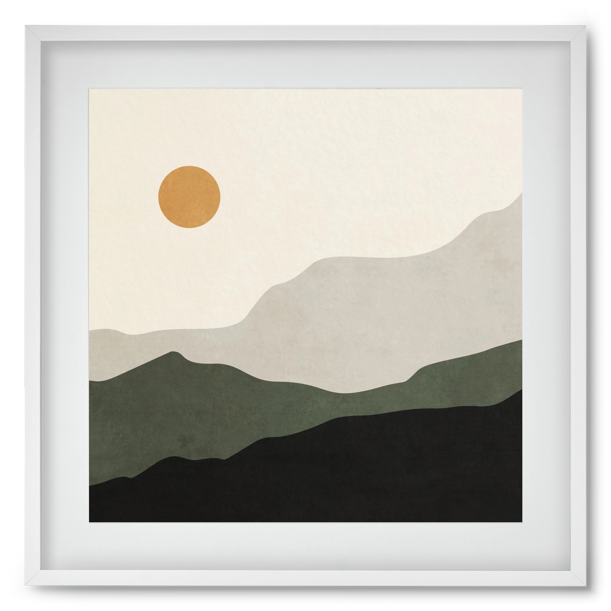 MINIMAL TROPICAL ART - LANDSCAPE 04, 50x50 cm (40x40 cm), Fehér keret, paszpartuval