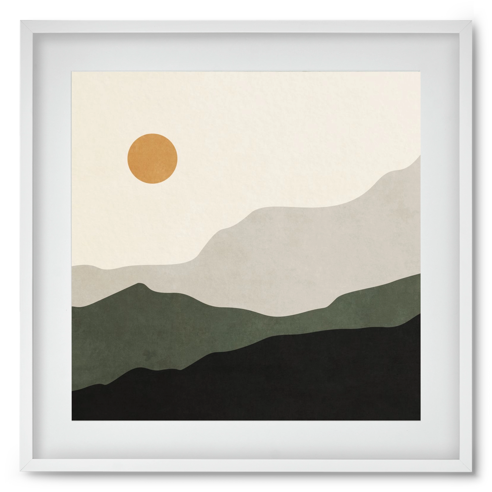 MINIMAL TROPICAL ART - LANDSCAPE 04, 50x50 cm (40x40 cm), Fehér keret, paszpartuval