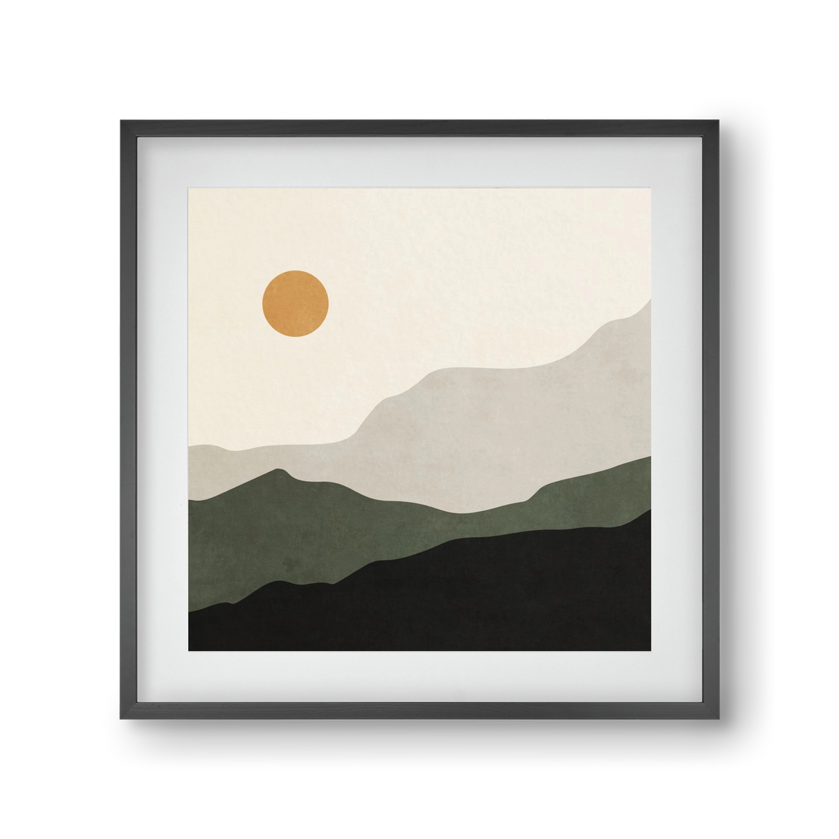 MINIMAL TROPICAL ART - LANDSCAPE 04, 30x30 cm (20x20 cm), Fekete keret, paszpartuval